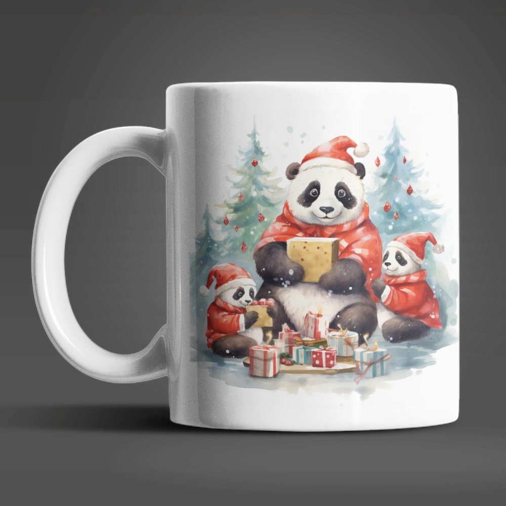WS-Trend Tasse Weihnachten Panda Kaffeetasse Teetasse, Keramik, Geschenkidee 330 ml