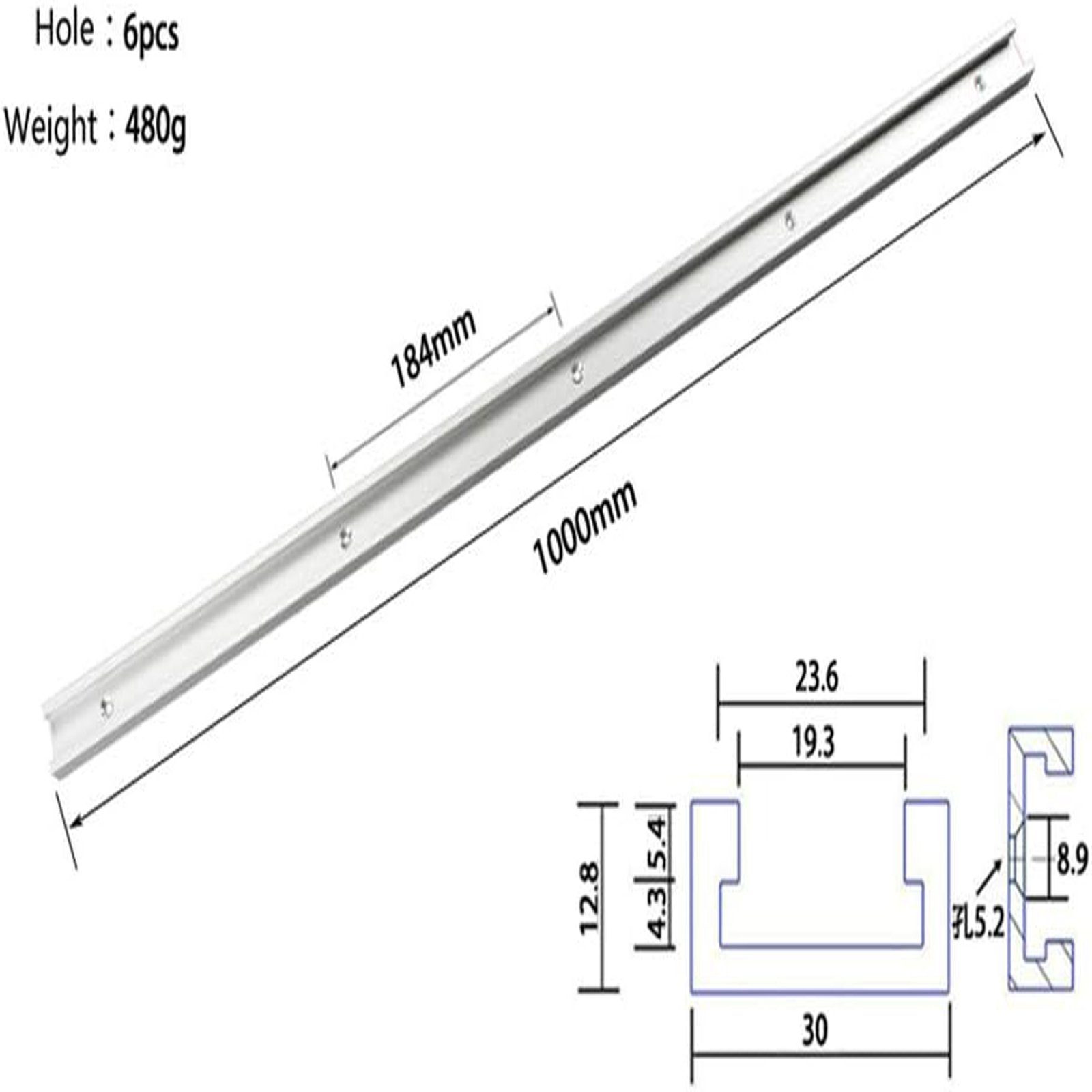 Gehrungsschiene,Schiebegriff T-Nut Tischkreissäge30x12,8mm 1m Aluminiumlegierung Router Profil Löcher, T-Nut Schlitz T-Spur SEEZSSA Holzbearbeitung 6 für