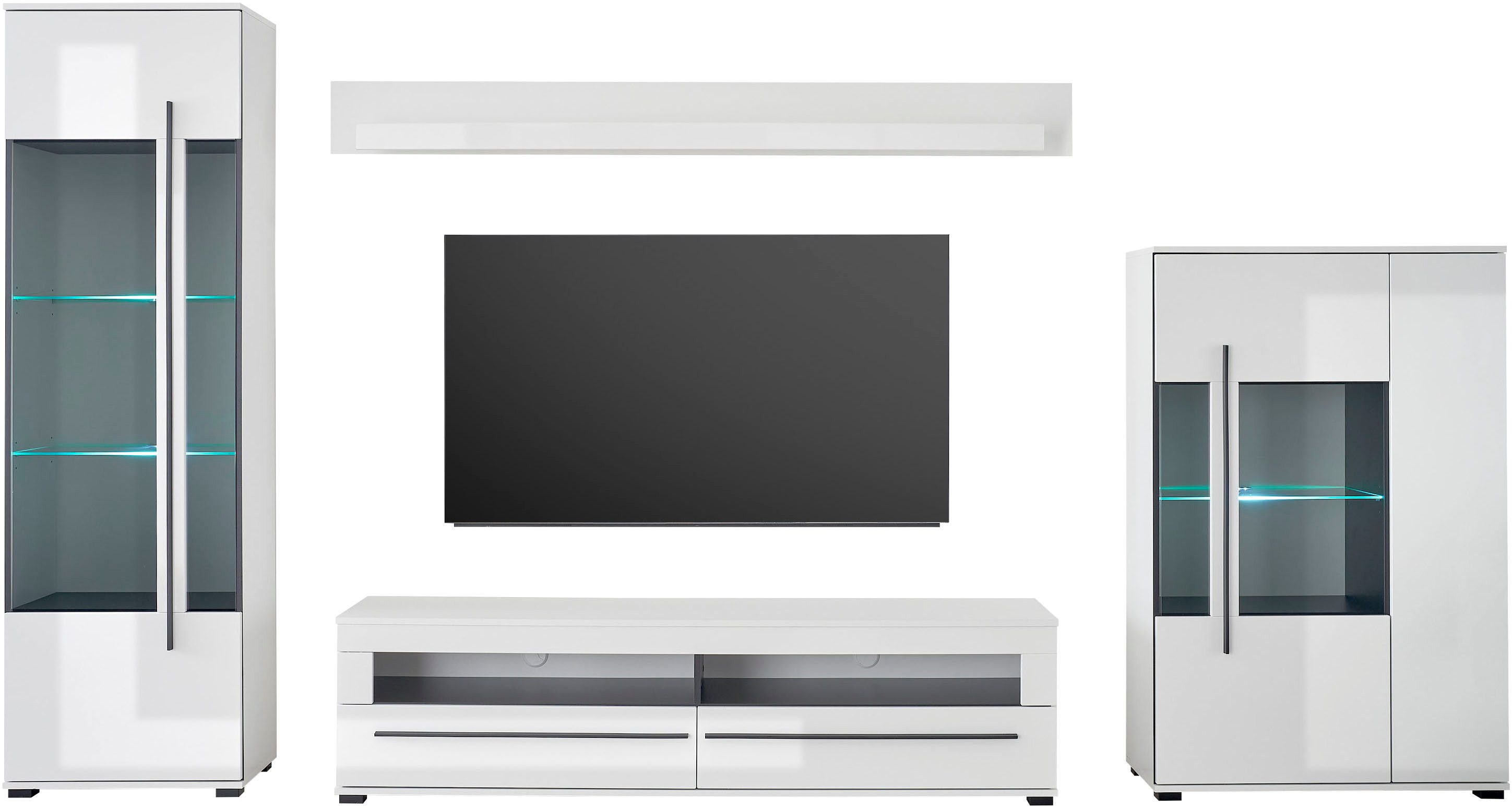 Home affaire Wohnwand Cantara, moderne Anbauwand, Wohnzimmer-Set, in Eiche Evoke oder Weiß, (Set, 4-St)