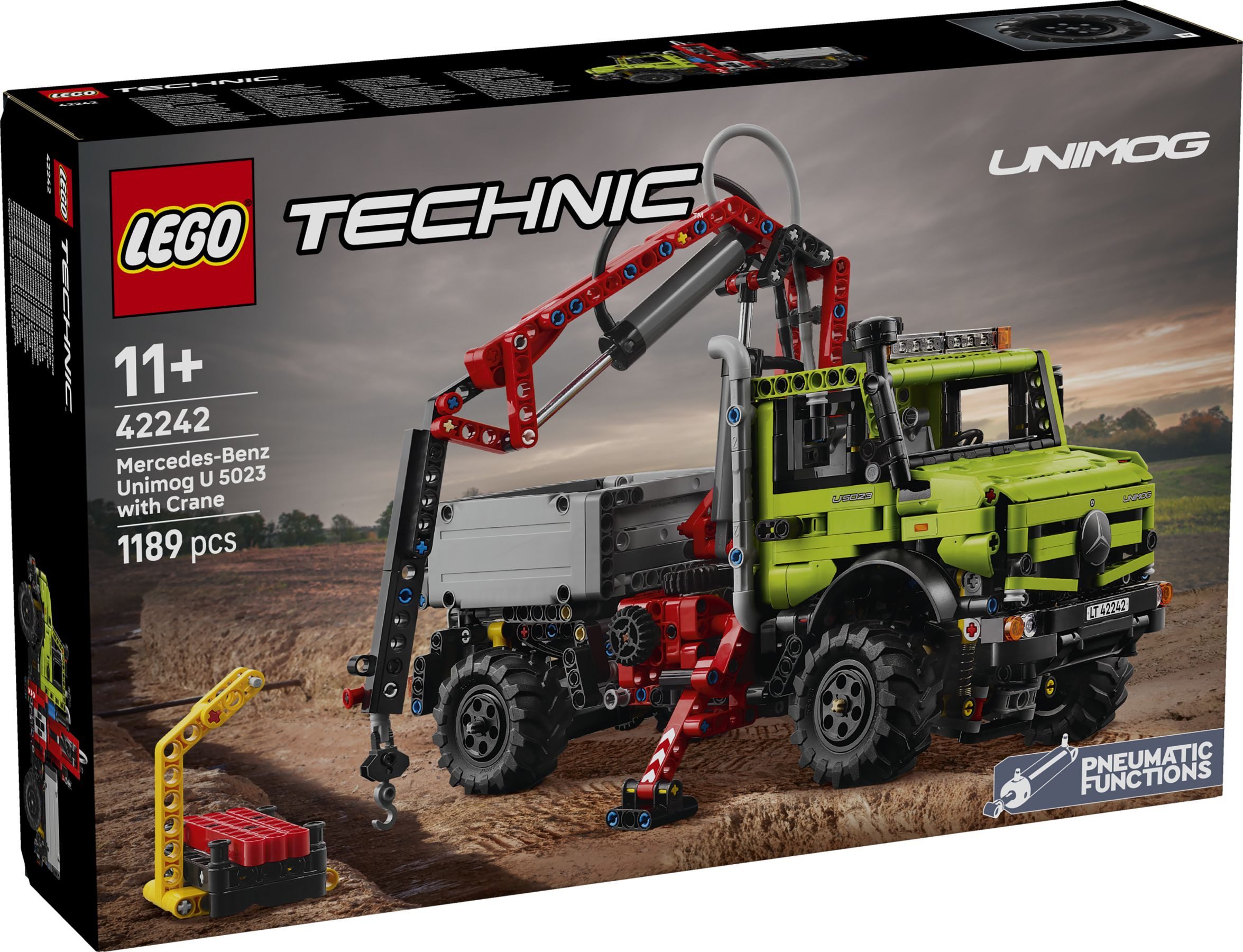 LEGO® Technic 42242 Mercedes-Benz Unimog U 5023 mit Kran Konstruktionsspielsteine, (Set, 1189 Teile)