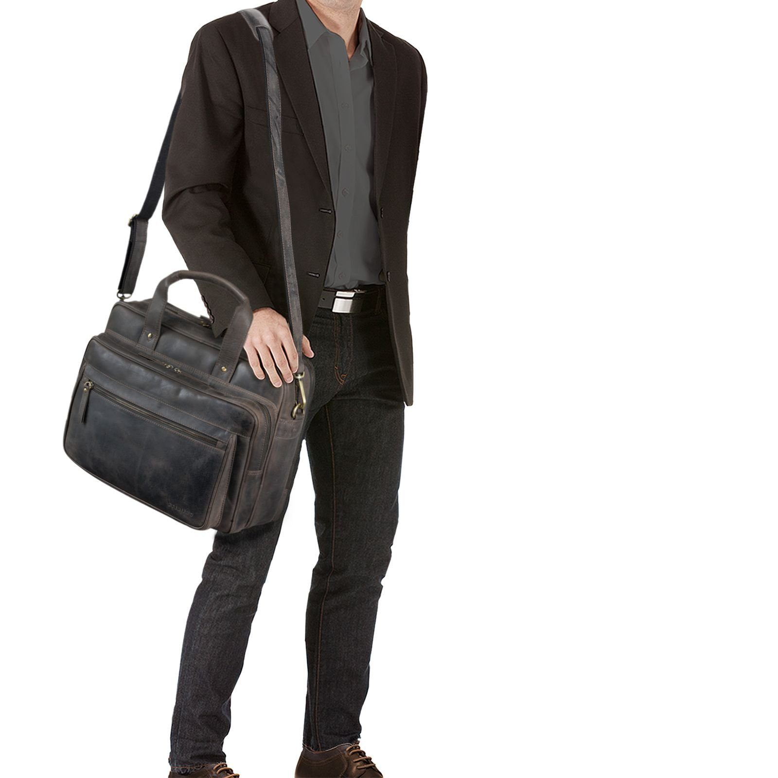 STILORD Aktentasche "Walt" Vintage Aktentasche Leder Herren Damen