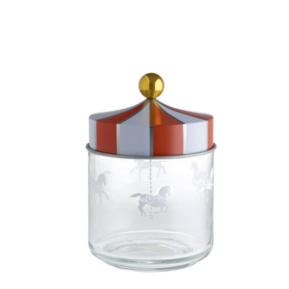 Alessi Frischhaltedose Aufbewahrungsglas CIRCUS 0.75 l, Glas, Weissblech, Silikon-Dichtung (lebensmittelecht)
