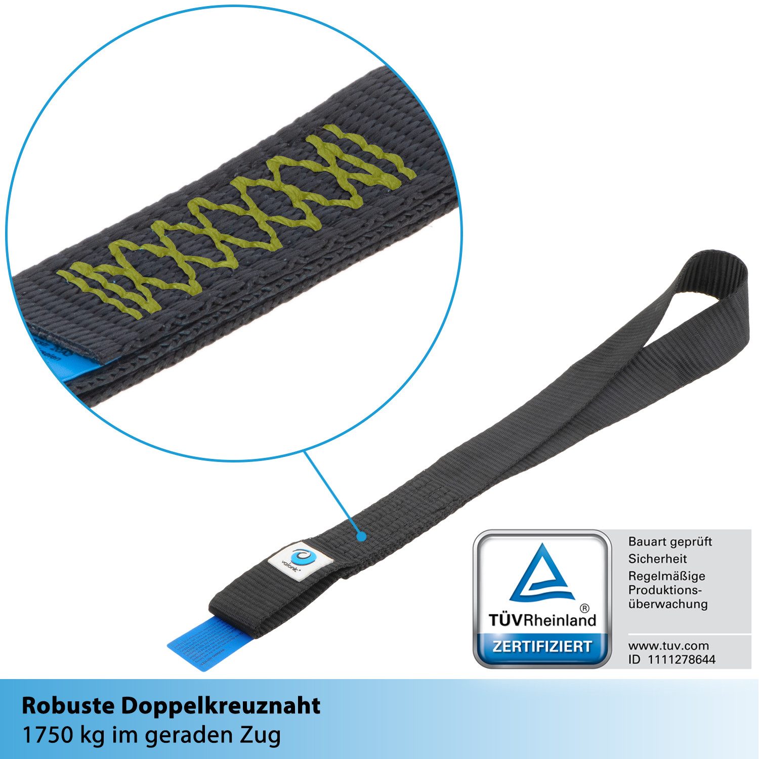valonic Spanngurt valonic CONDOR Zurrschlaufen 1750 kg 2 x 45cm Motorrad Quad ATV (2er Set, 2er Pack Zurrschlaufen 45cm, 1750Kg) extra starke Rundschlingen, Bandschlingen, Doppelschlaufen