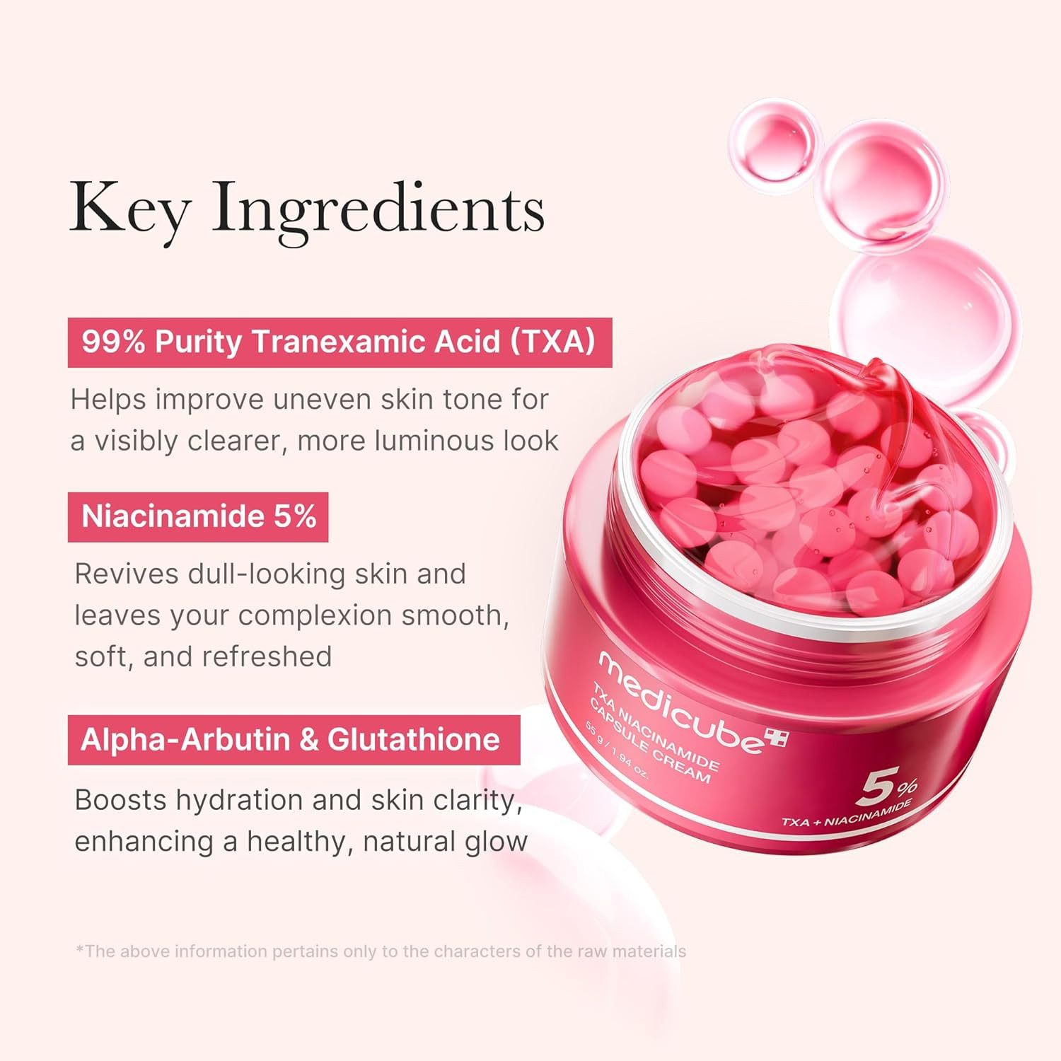 Medicube Anti-Aging-Augencreme TXA + Niacinamid Kapselcreme Dual-Glow, Mit reiner Tranexamsäure & Niacinamid, Strahlende Haut & sichtbar ebenmäßiger Teint
