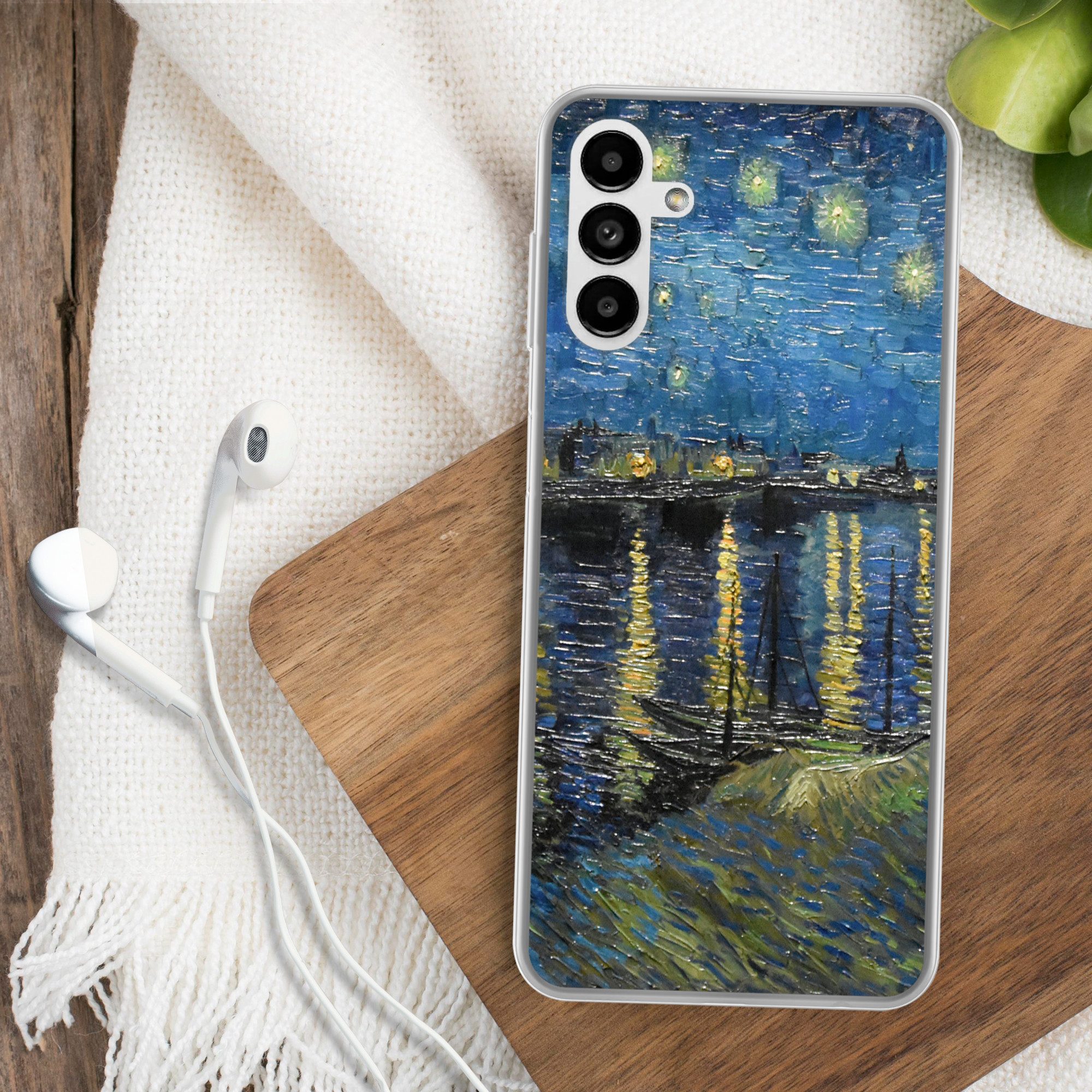 MuchoWow Handyhülle für Samsung Galaxy A04s Sternennacht über der Rhone - Van Gogh - Kunst, Handy Case, Silikon, Bumper Case Dünn