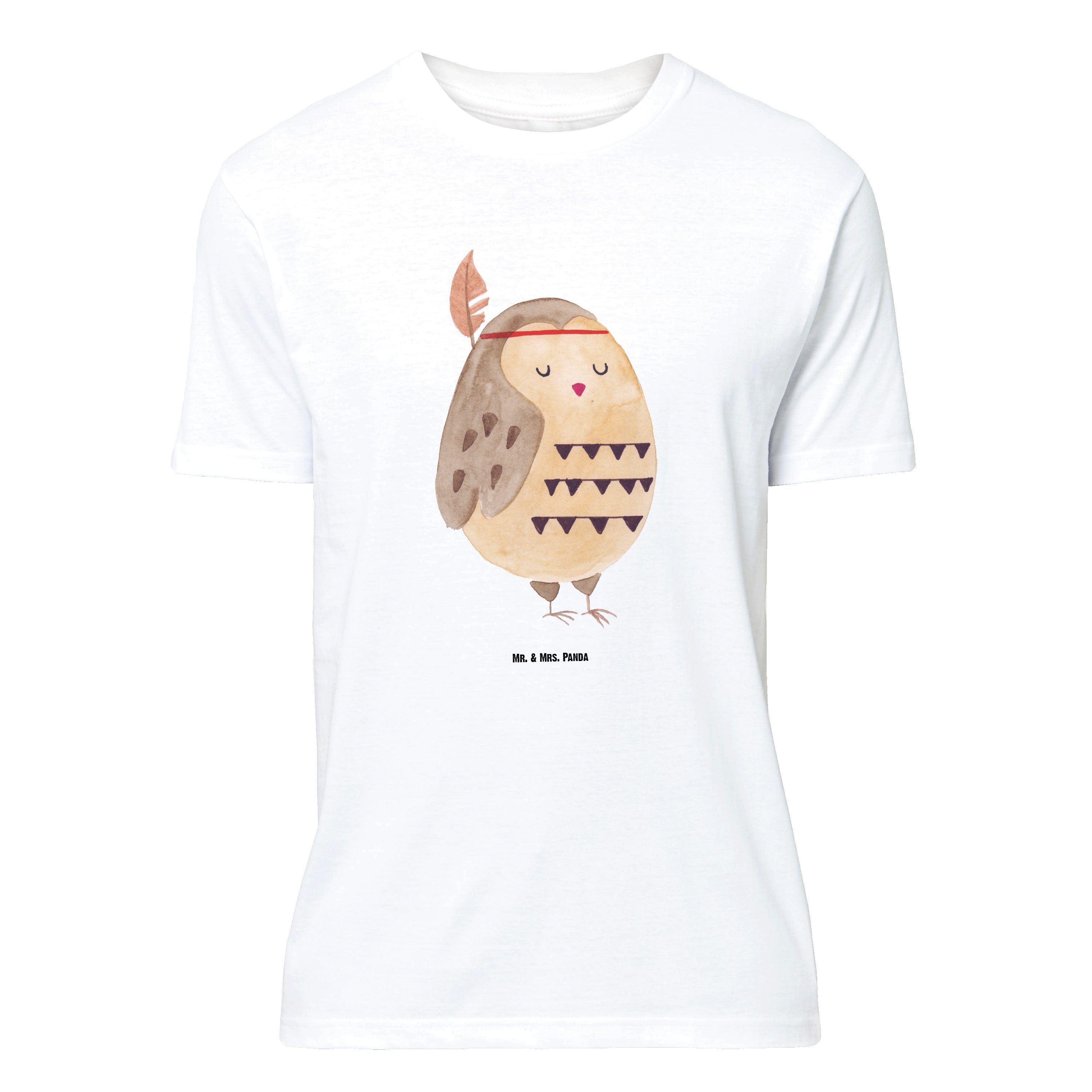 T-Shirt Eule Federschmuck, Größe XL T-Shirt, Weiß, T-Shirt mit Spruch, Owl, E