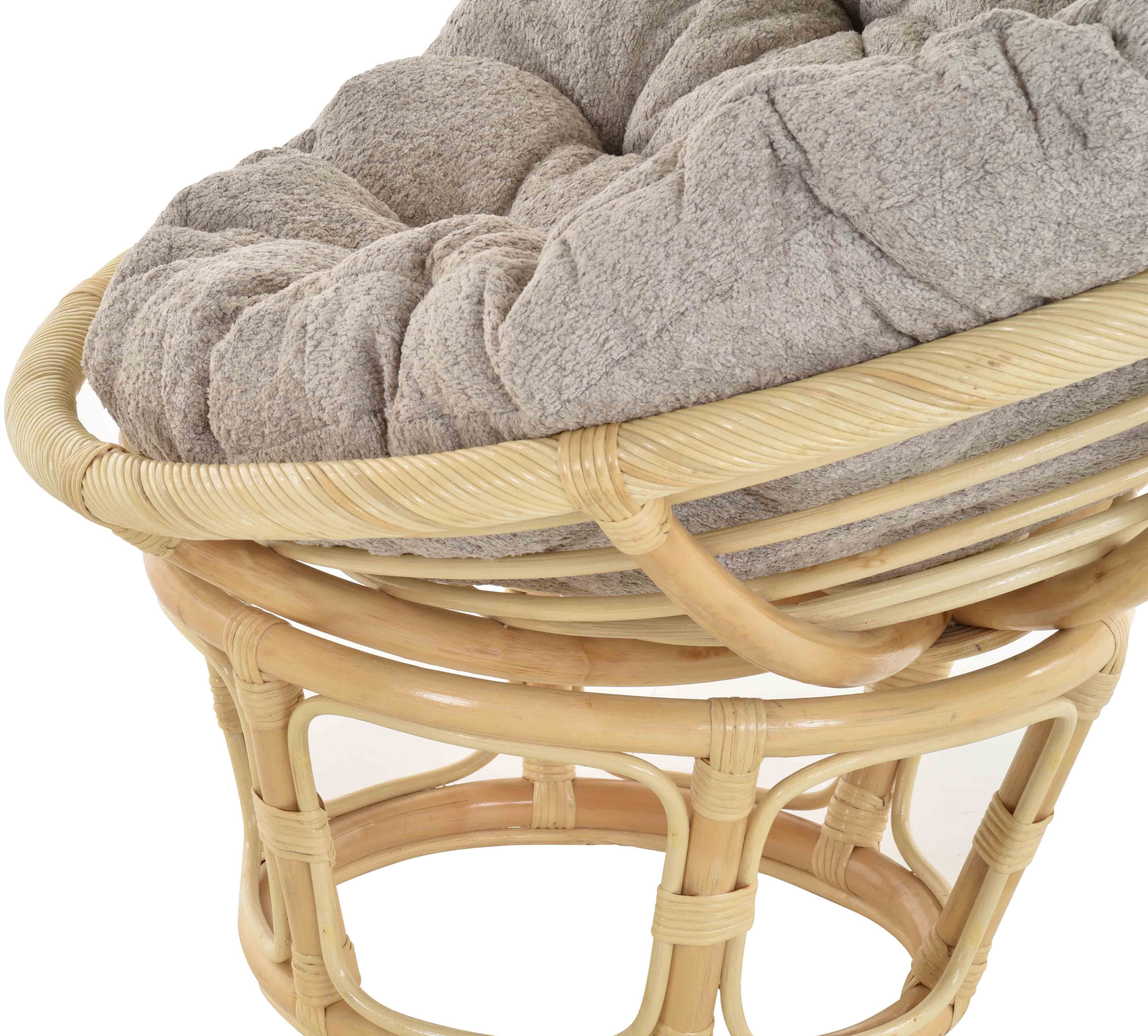 Kissen Rattan XXL Papasansessel Creme Natur Home (100cm), Liegesessel Chair mit Krines Relax XXL-Sessel Papasan,