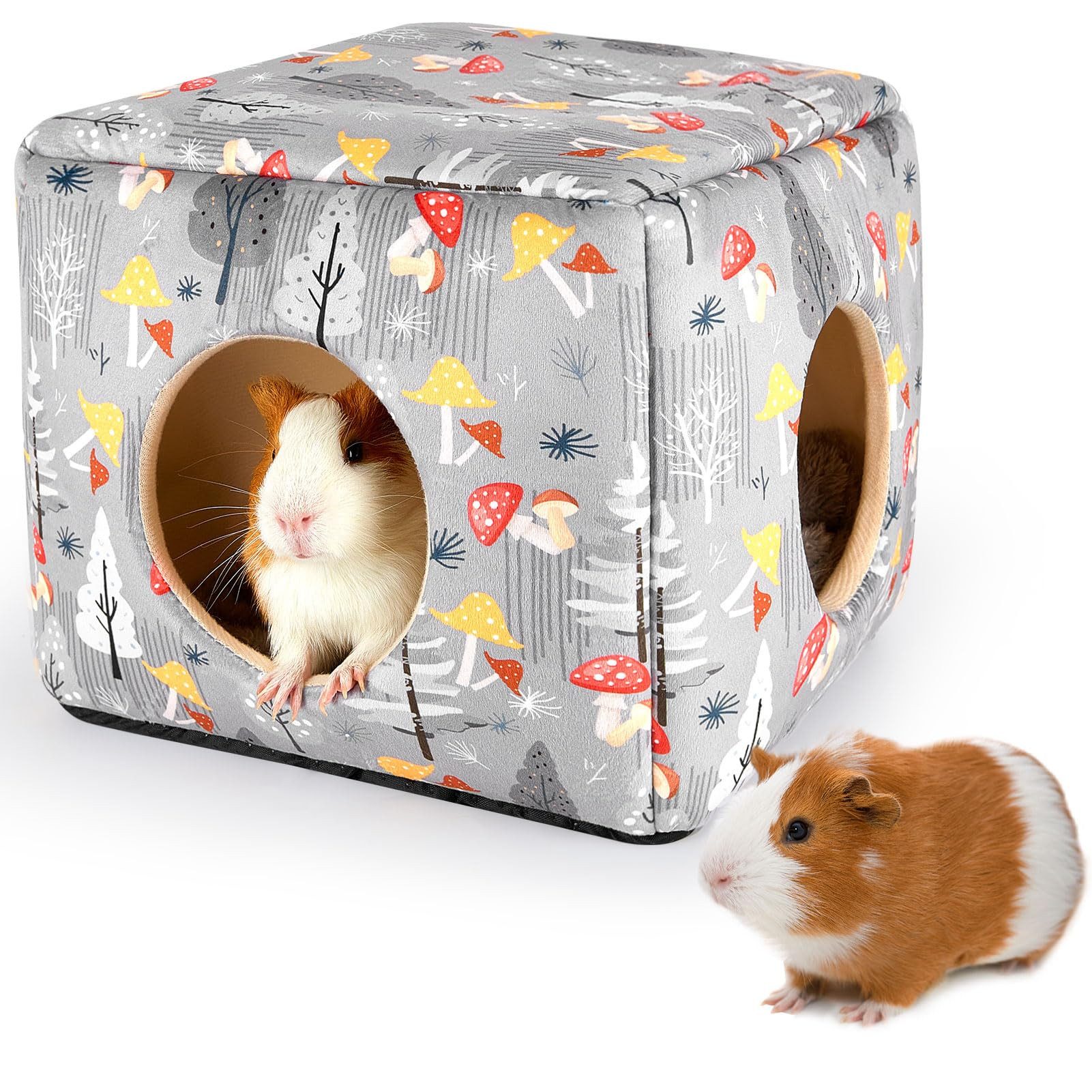 Ledander Kleintierhaus Meerschweinchen Haus 2 eingange–Waschbares Kaninchenbett&Kuschelhöhle, Warm & rutschfest -Versteck für, Chinchilla,Hamster,&kleine Haustiere von Ledander