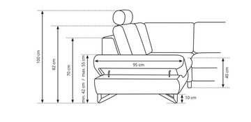 MOEBLO Ecksofa MERIDA 2, Sofa Eckcouch mit Bettfunktion Couch Plüsch Wohnlandschaft L-Form Polsterecke, mit Schlaffunktion und Bettkasten, - (BxHxT): 272x82/100x199 cm