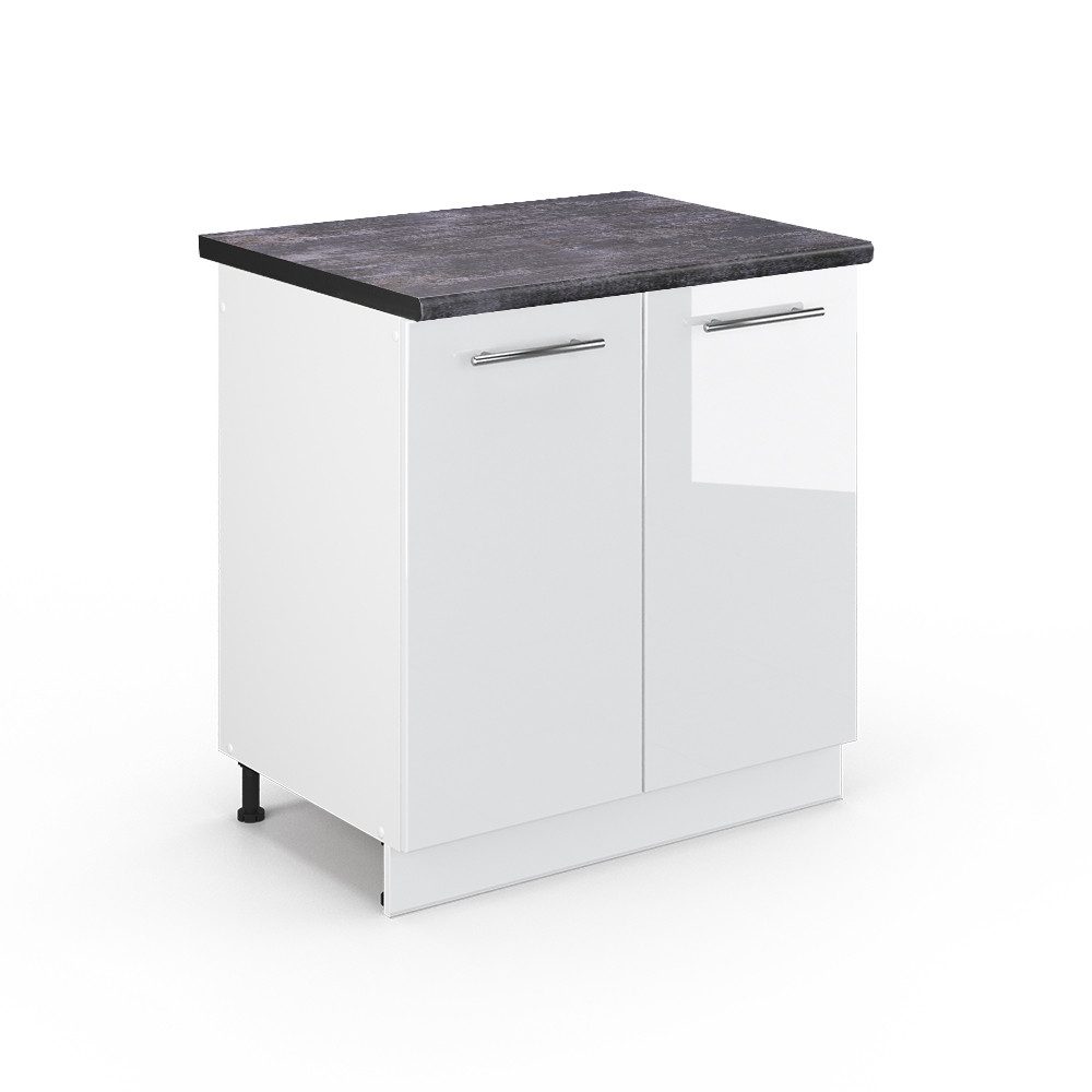 Vicco Unterschrank Fame-Line, Weiß Hochglanz/Weiß, 80 cm, AP Anthrazit (1-St)