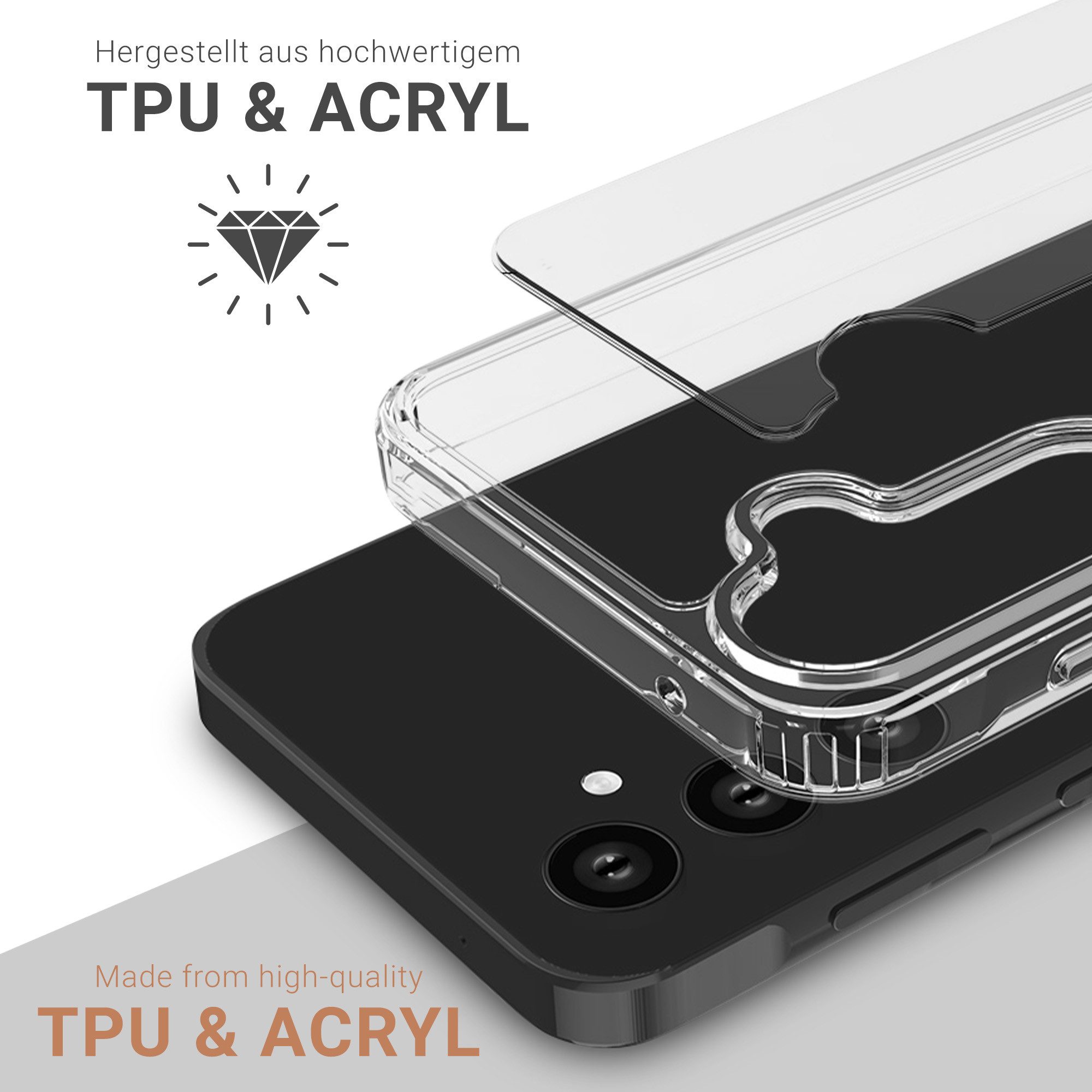 JT Berlin Smartphone-Hülle Pankow Clear - Samsung Galaxy A55 5G Hülle, [TPU Rahmen + Acrylglas Rückseite]