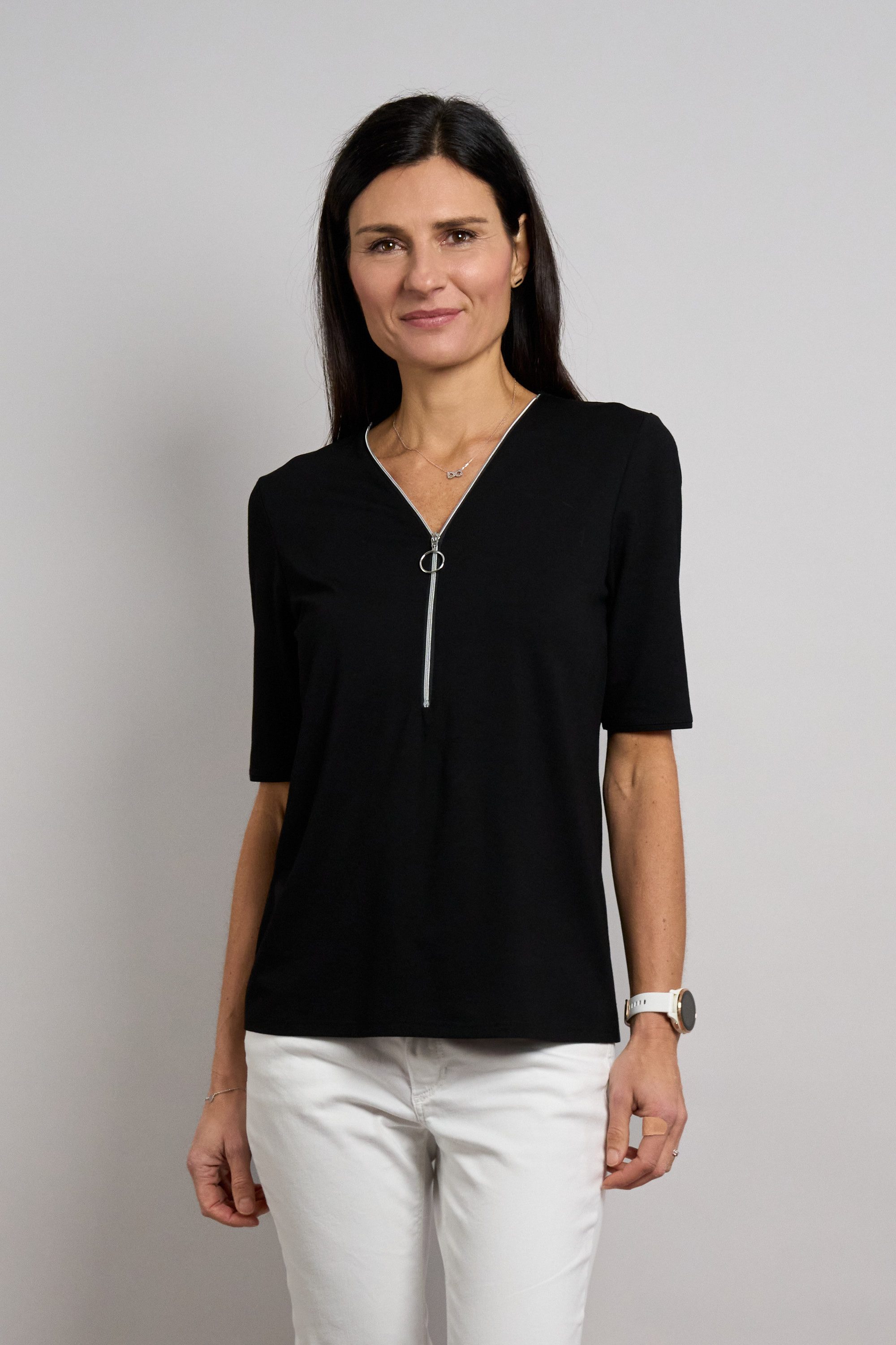 Seidel Moden V-Shirt mit Reißverschluss am Kragen - MADE IN GERMANY
