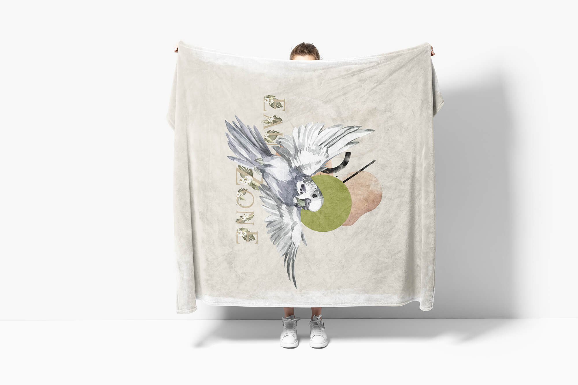 Sinus Art Handtücher Handtuch Strandhandtuch Wellensittich Handtuch Baumwolle-Polyester-Mix Einzigartig, (1-St), Kuscheldecke Kunstvoll Schön Vogel Saunatuch