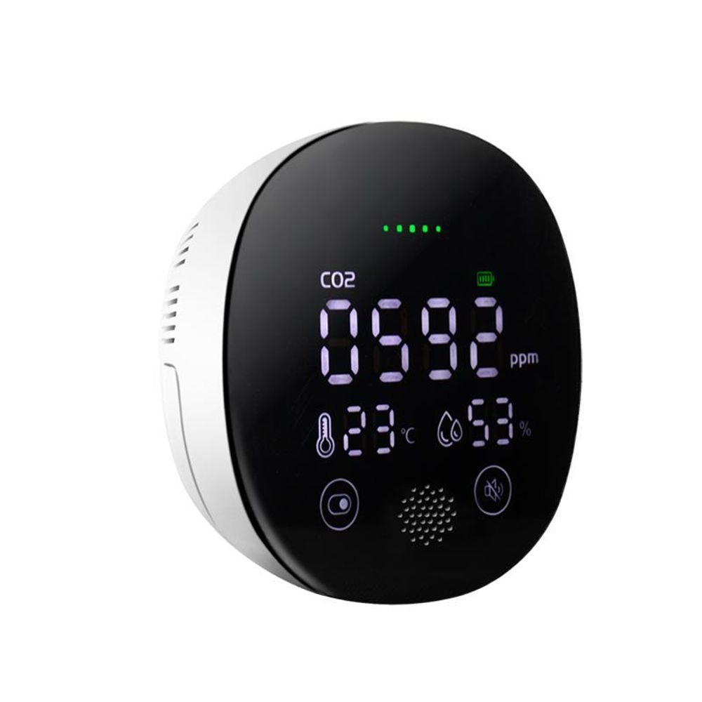 LogiLink Temperatur- CO2-Messgerät, für unterwegs Luftfeuchtigkeitsanzeige SC0117 Klimamesser & Schwarz