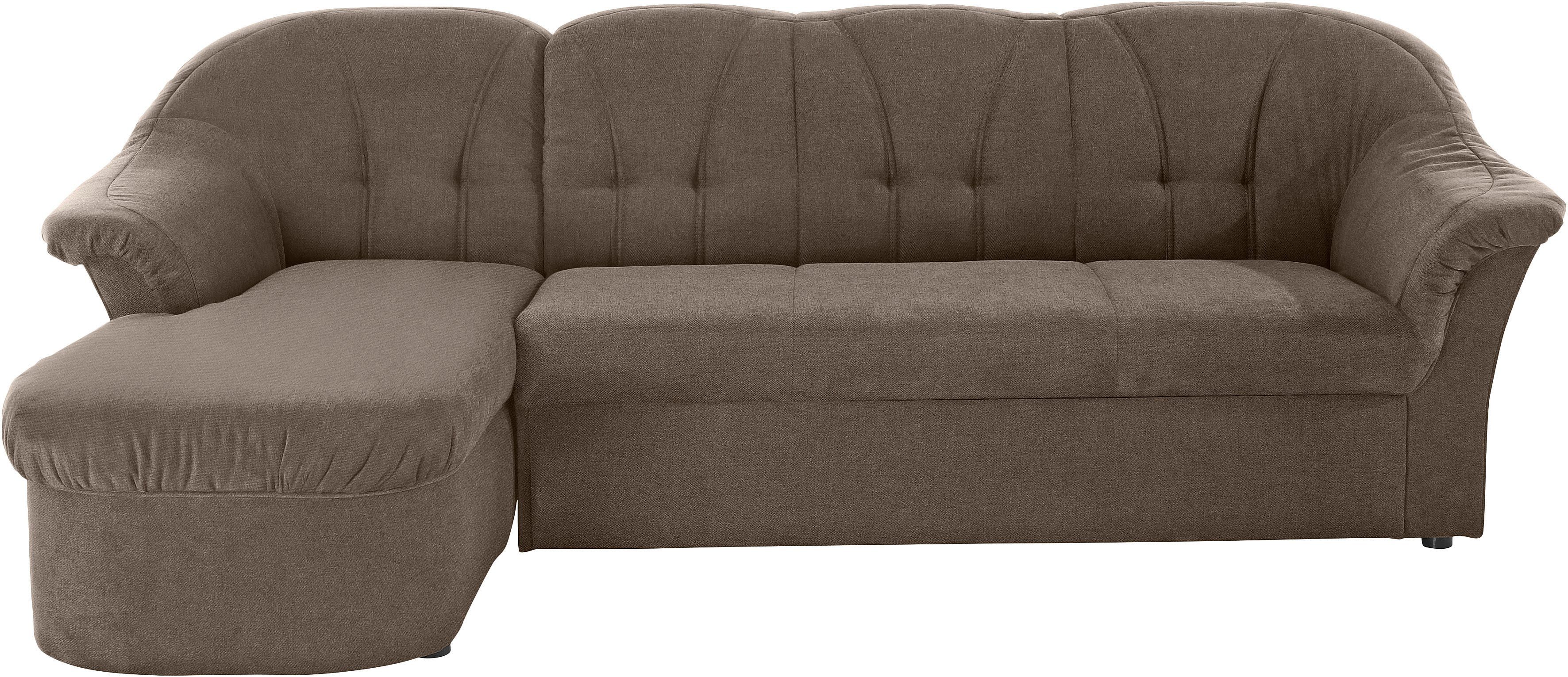 DOMO collection Ecksofa Pegnitz, elegante Rückensteppung, komfortabel, Breite 238cm, L-Form, wahlweise mit Bettfunktion