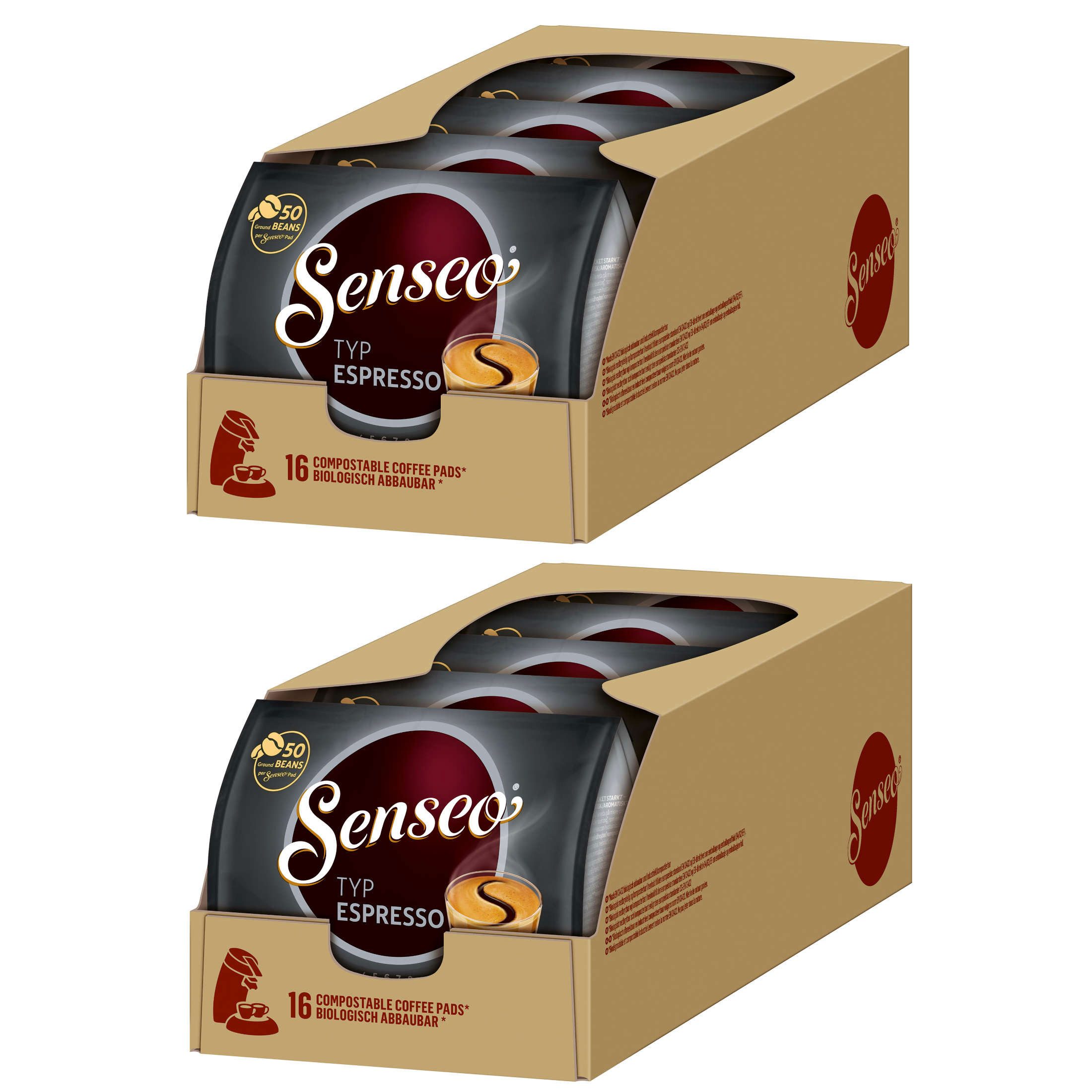 Senseo Kaffee Pads Typ Espresso Senseopads kräftig 10x 16 Kaffeepads, (Packung, 10er Pack)