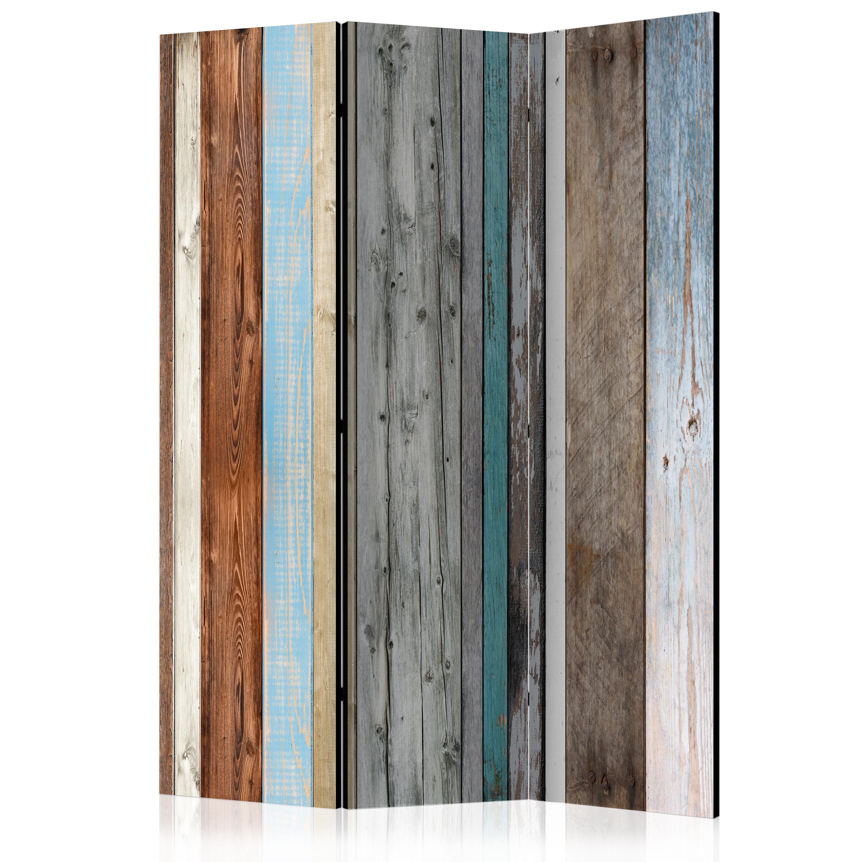Muralo Paravent 3-teilig, Raumteiler klappbar, bunte Holzbretter (Packung, 1 St., 135x172 cm), 3 Varianten, Für das Wohnzimmer, das Schlafzimmer