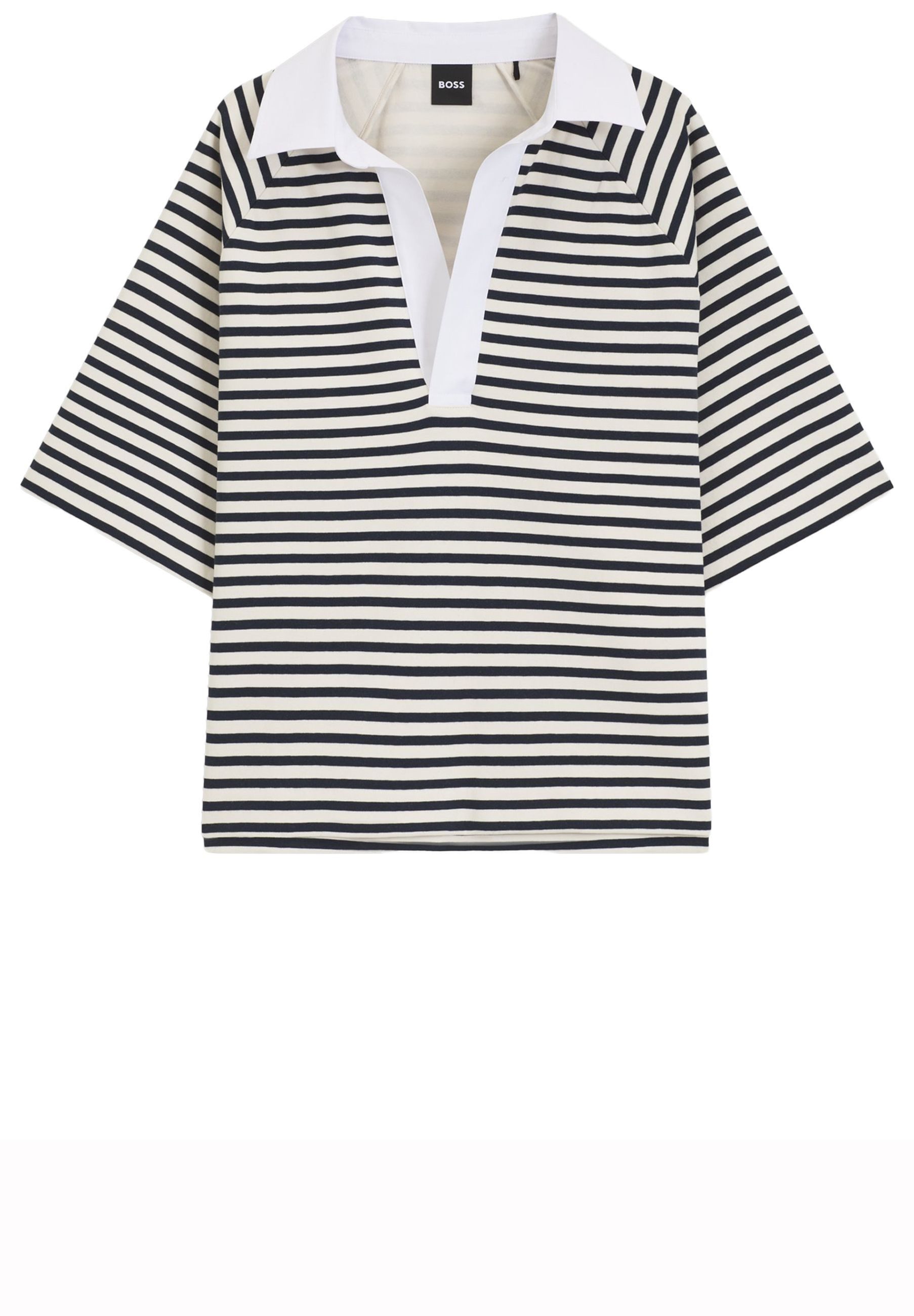 BOSS Sweatshirt Essipa mit Streifen-Muster und Johnny-Kragen (1-tlg)
