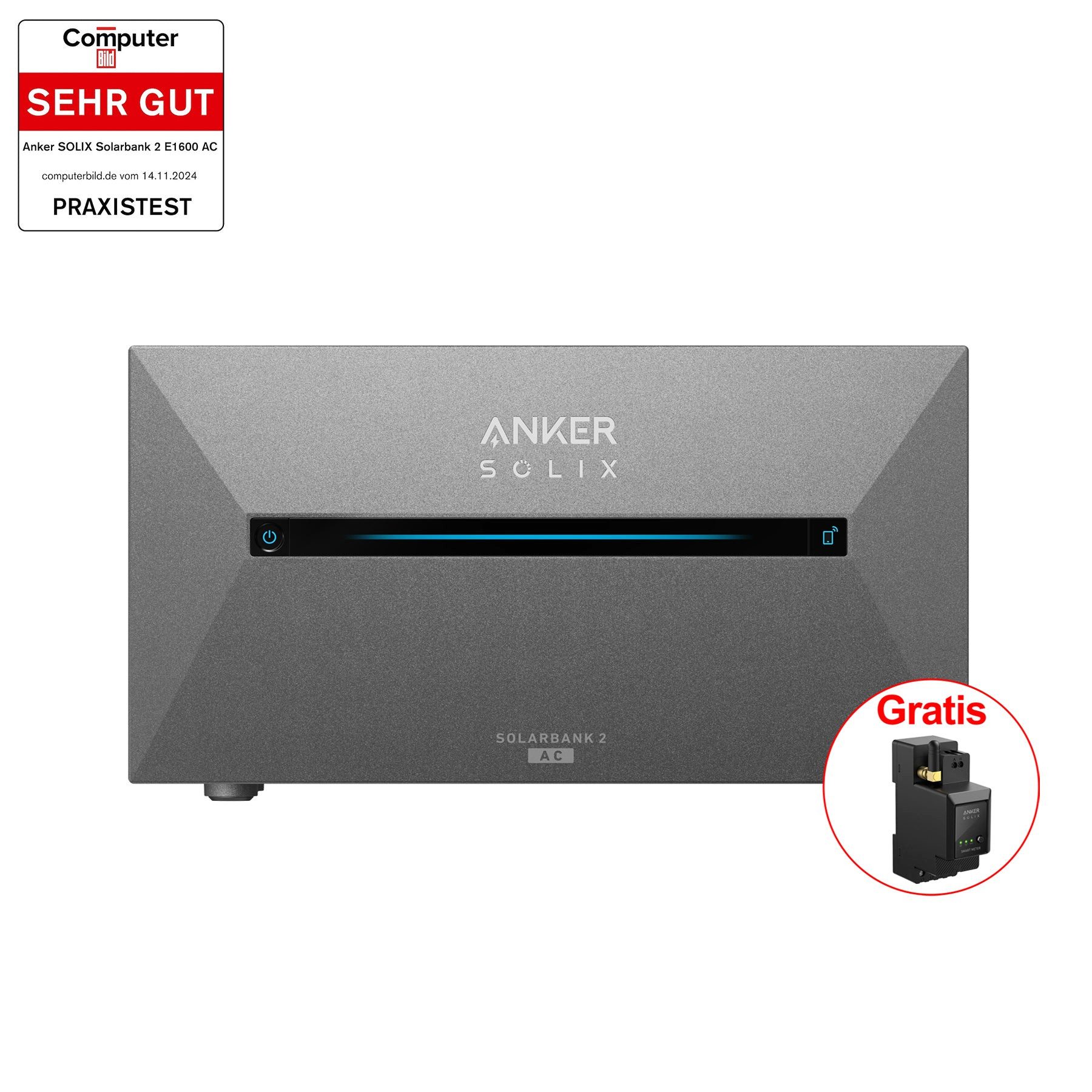 Anker Balkonkraftwerk 910W/1820W Balkonkraftwerk Anker Solarbank 2 AC E1600 mit Smart Meter, 2000 W, (Set, 910W/1820W Balkonkraftwerk Anker Solarbank 2 AC E1600 mit Smart Meter), IP65, 100% Mikro-Wechselrichter Kompatibel