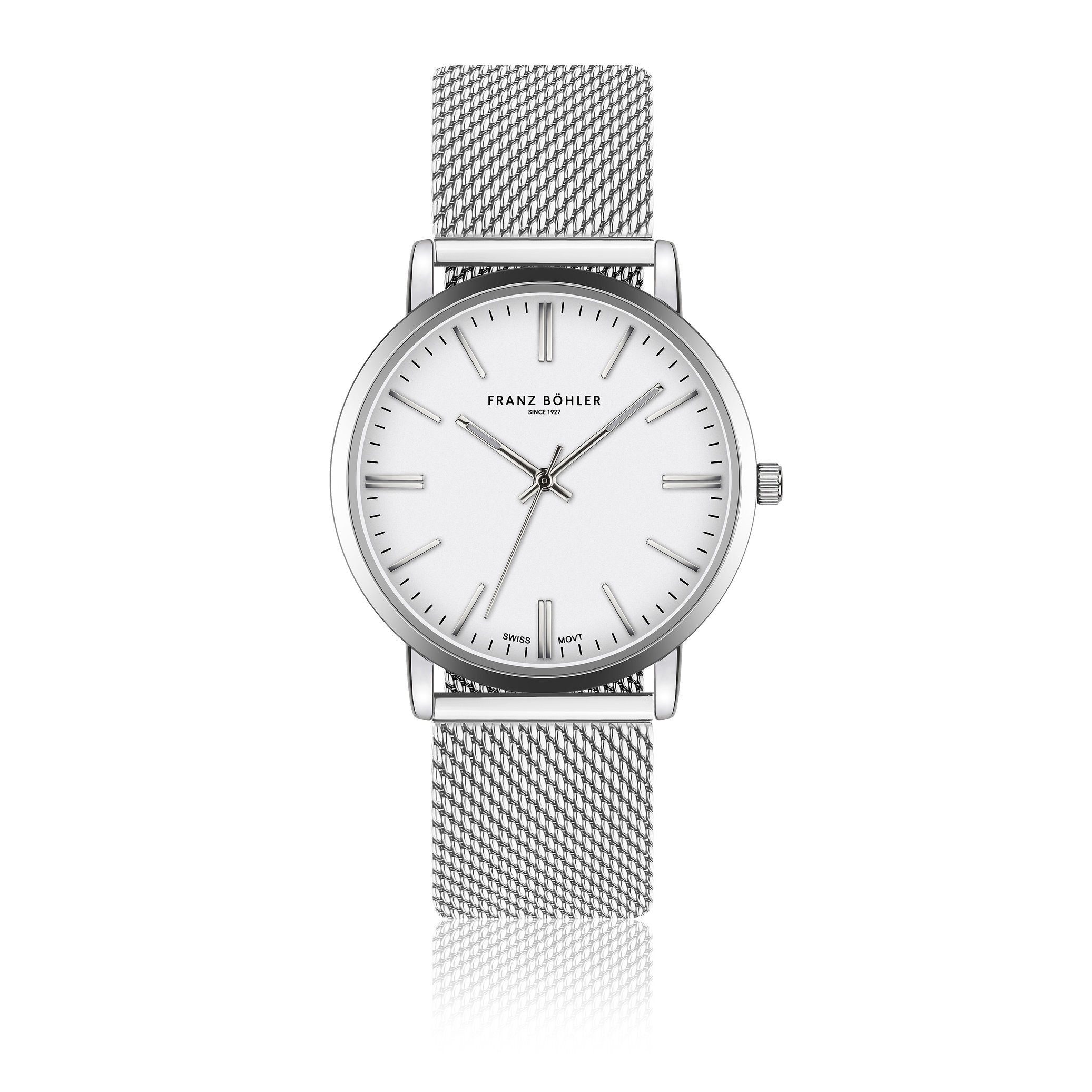 FRANZ BÖHLER Quarzuhr BC1-B010S Bannalp Silver Mesh