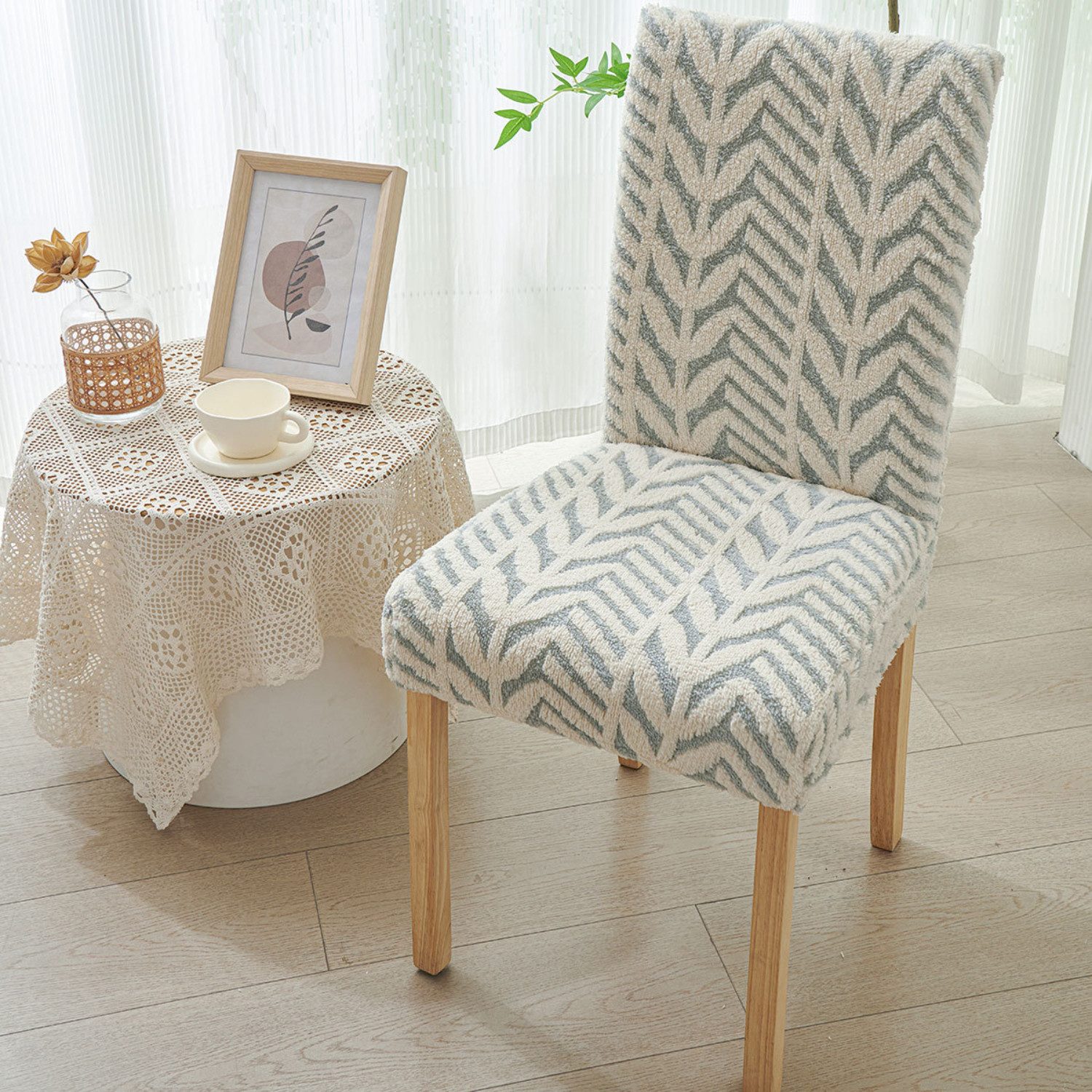 BYSURE Stuhlbezug, Jacquard-Plüsch-Stuhlbezug, Stuhlhusse