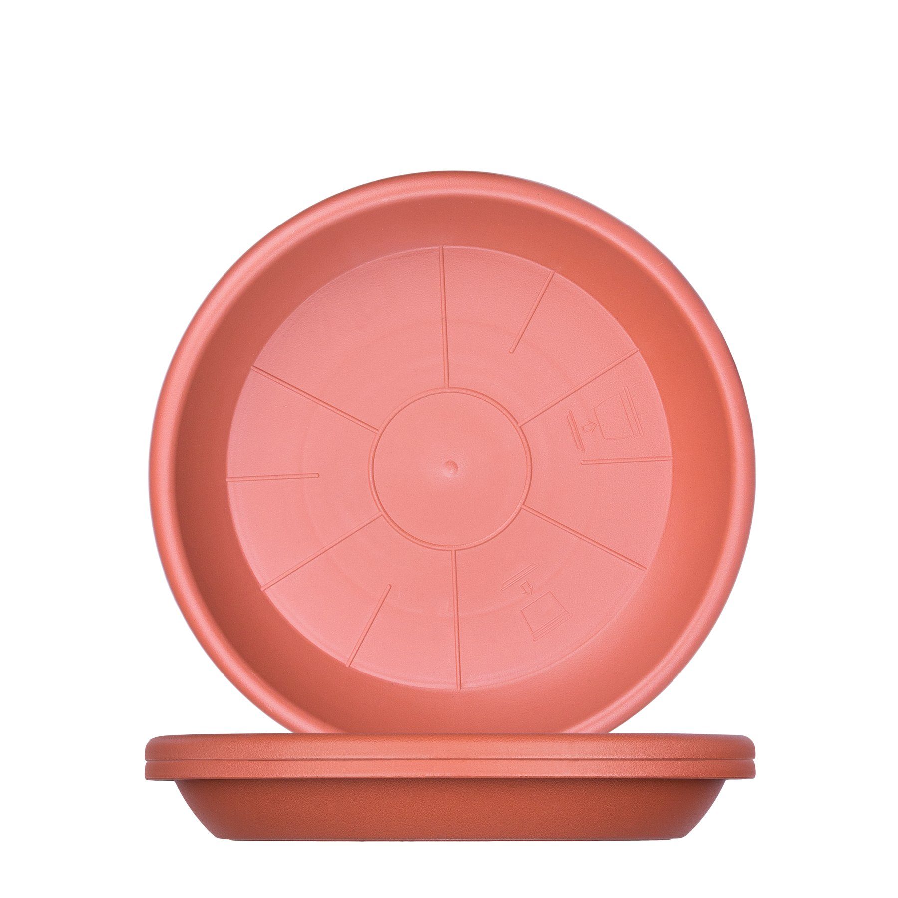 BigDean Blumentopfuntersetzer für Pflanzkübel Kunststoff rund, Zubehör für Pflanztöpfe, Packung, 3-tlg., Bodendurchmesser außen: ca. 19 cm Farbe: Terrakotta