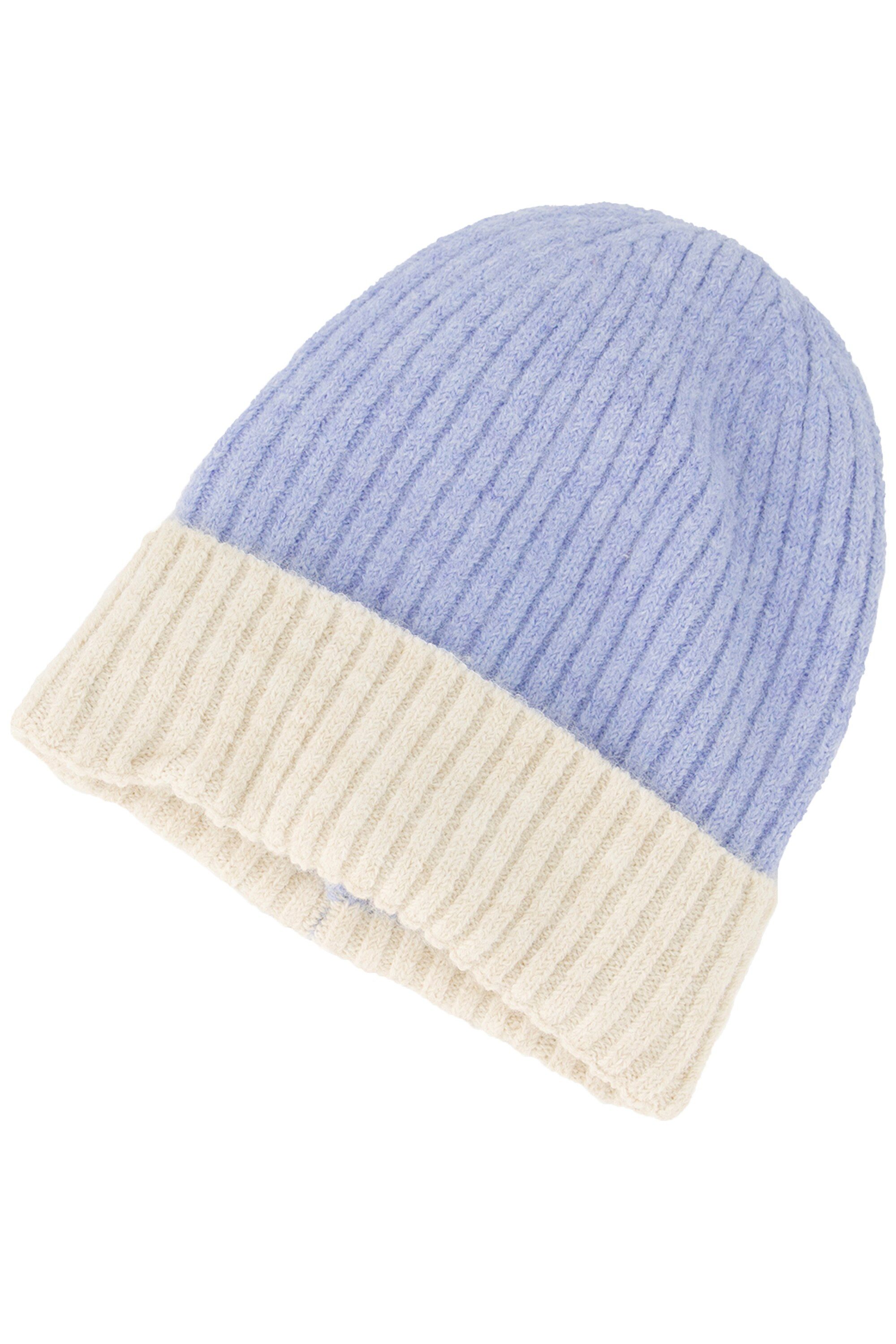 Baumwollhandschuhe Strickmütze zweifarbig weicher Rippstrick