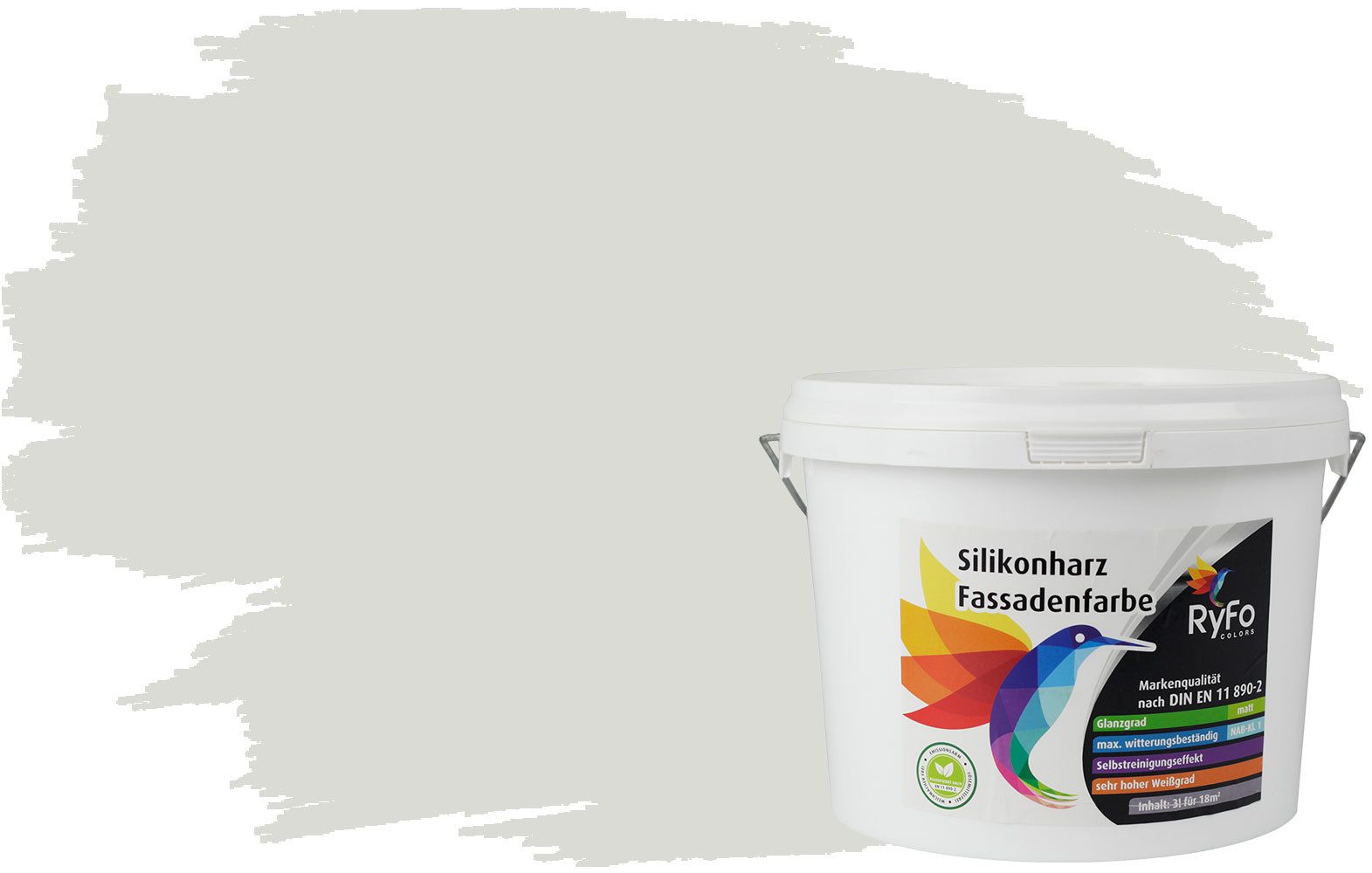 RyFo Colors Fassadenfarbe Silikonharz Fassadenfarbe Weißtöne, 1 L ca. 6 m², Wasserabweisend, diffusionsfähig, schützt vor Schmutz, UV-beständig