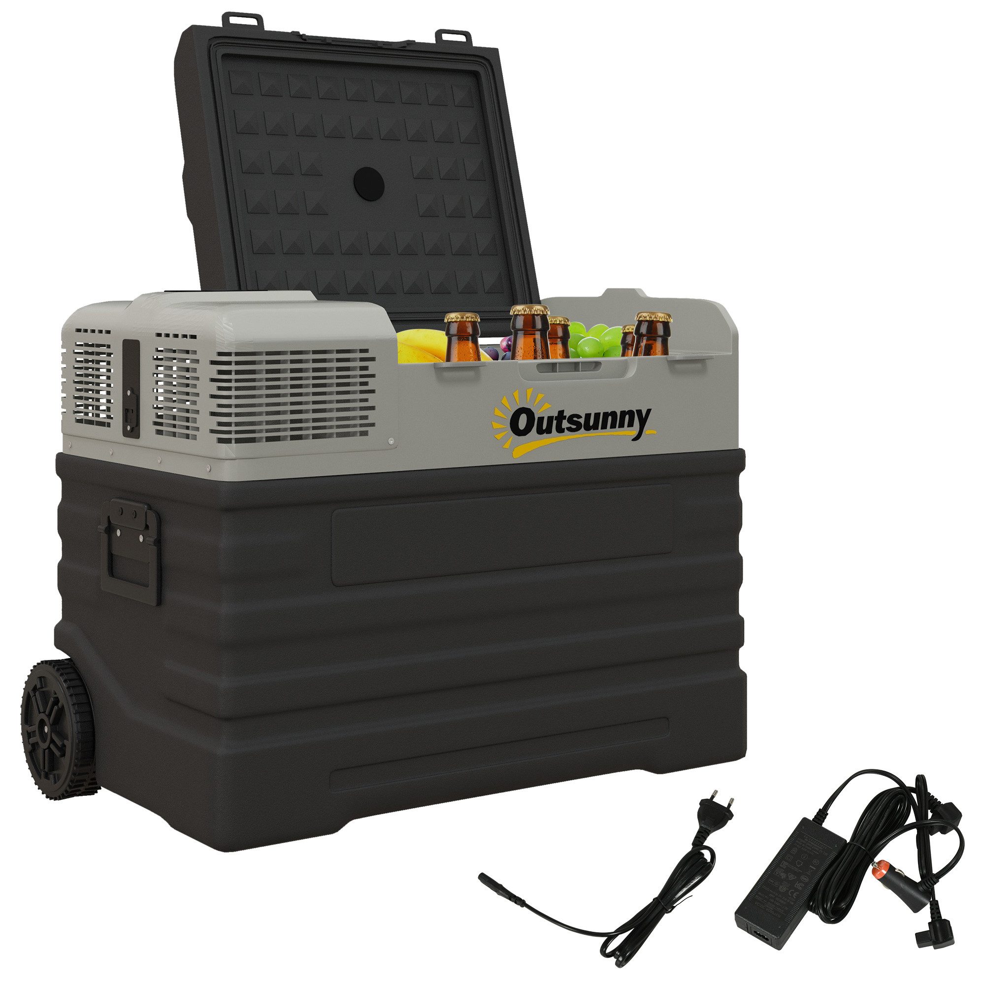 Kühlbox 56L, 12/24V DC &100-240V AC Kühlbox Auto bis -20° C, Schwarz