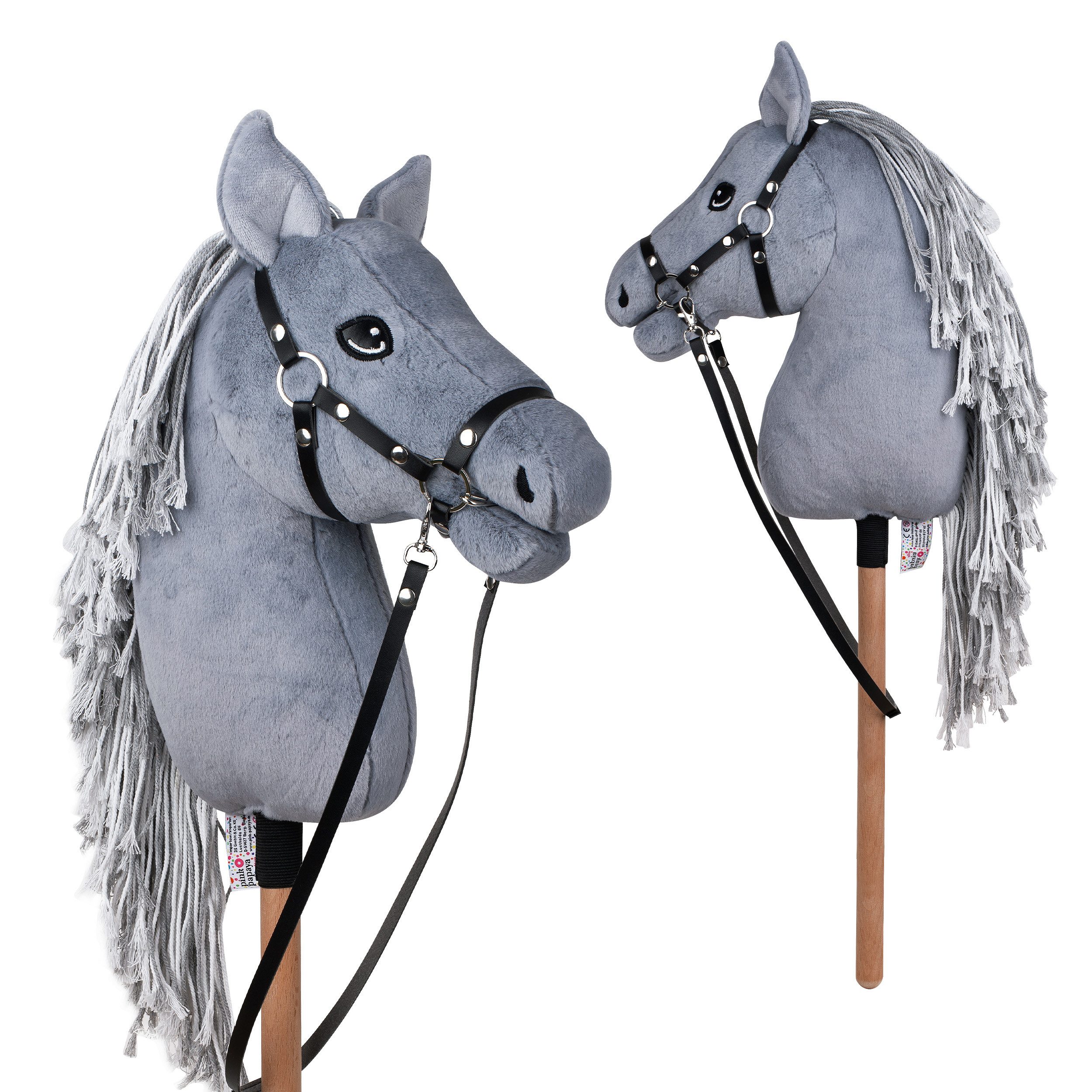 Pink Papaya Steckenpferd Hobby Horse - Steckenpferd mit Halfter/Trense, Hobbyhorse Stockpferd, wunderschöne Designs in je 2 Größen erhältlich