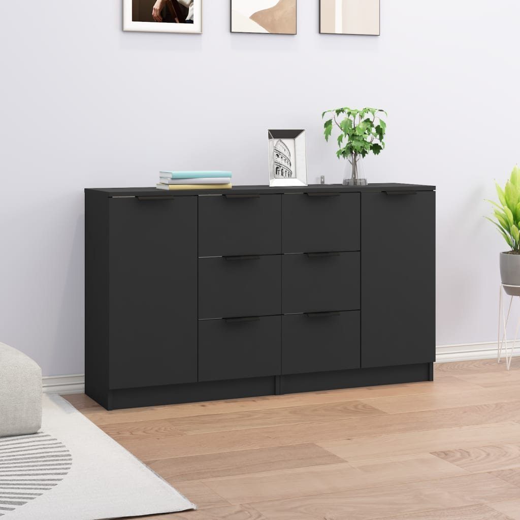 furnicato Sideboard Sideboards 2 Stk. Schwarz günstig online kaufen