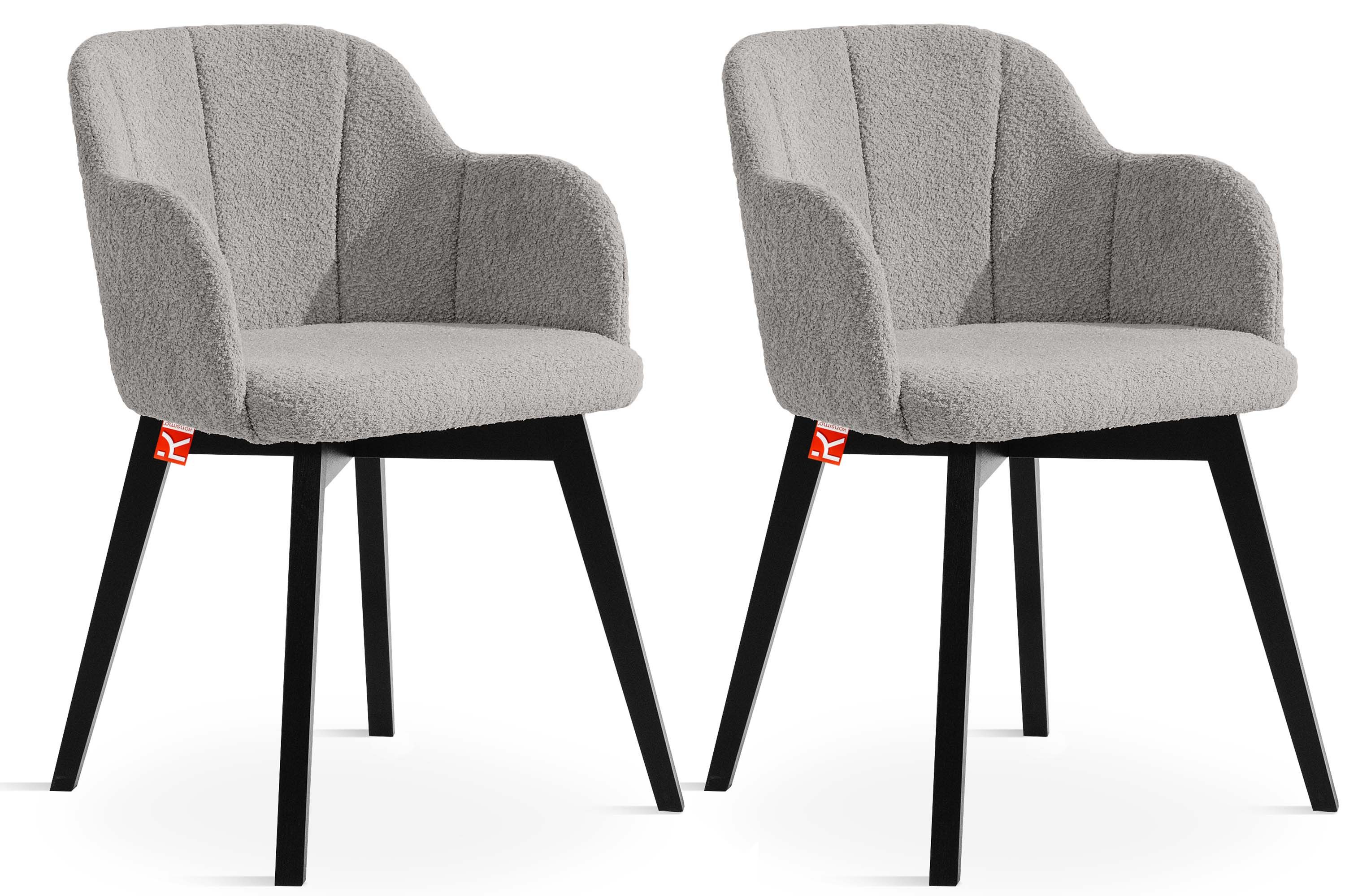 KONSIMO® Polsterstuhl LONIS Esszimmerstühle (2er Set), Loungesessel, hergestellt in der EU, (Boucléstoff, 2 St), superstabiler schwarz Buchenholzrahmen, Modern, mit Armlehnen