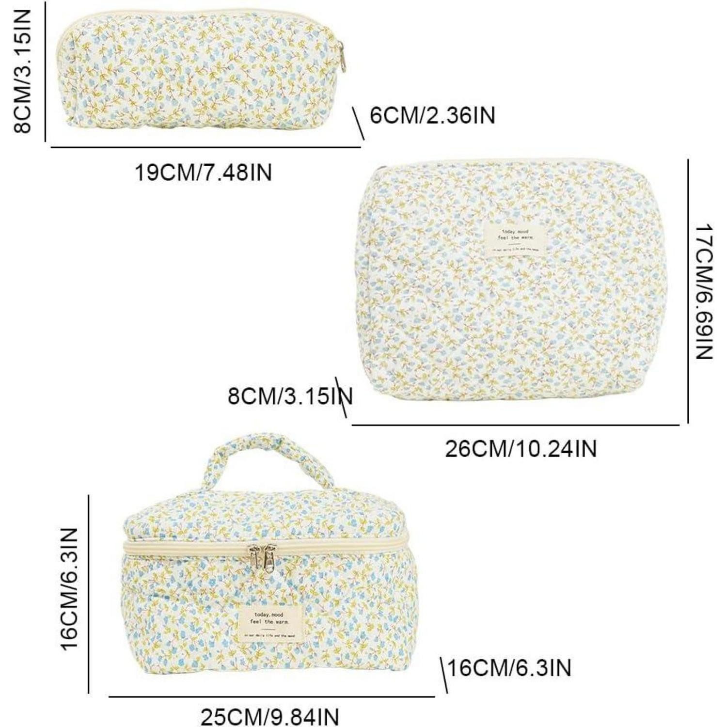 LuxusKollektion Kosmetiktasche Kosmetiktasche Set 3er Damen Blumen Makeup Bag Beauty Groß Reise
