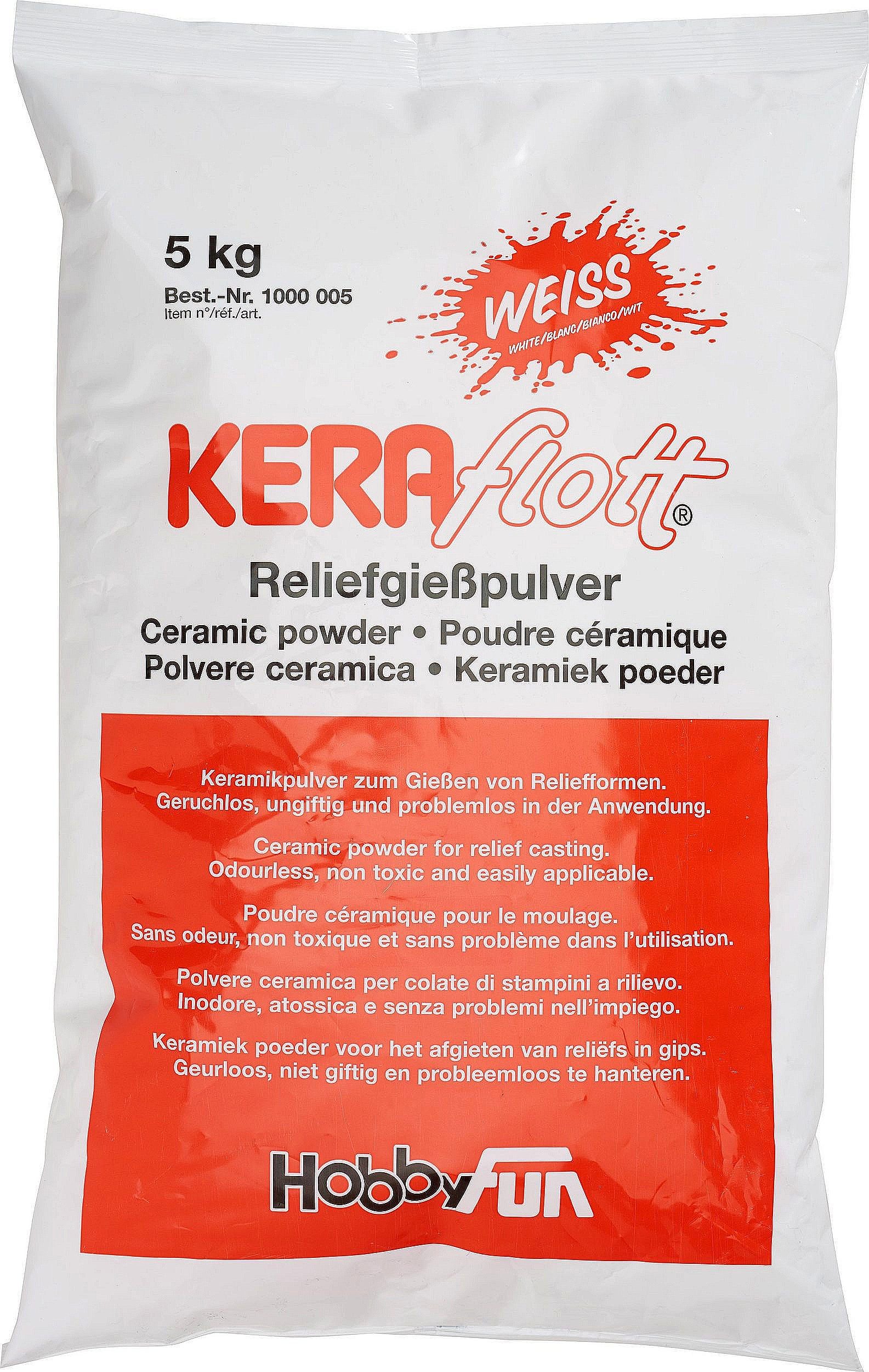 HobbyFun Modelliermasse Gießmasse KeraFlott 5 kg weiß (1 Stück), Keramik, Porzellan, bemalbar, bruchfest