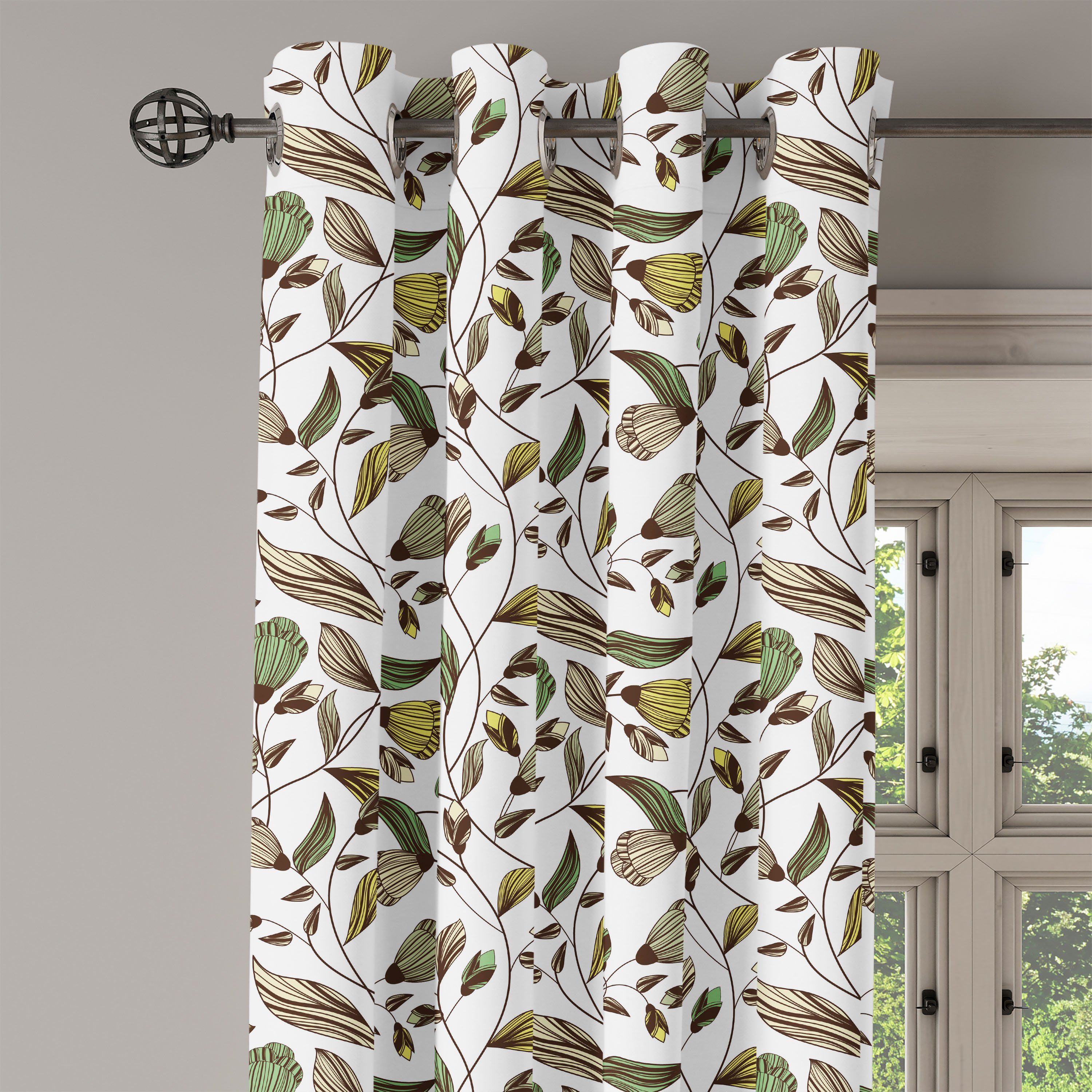 Gardine Dekorative 2-Panel-Fenstervorhänge für Schlafzimmer Abakuhaus, Design Autumn Blumen Wohnzimmer, Nature