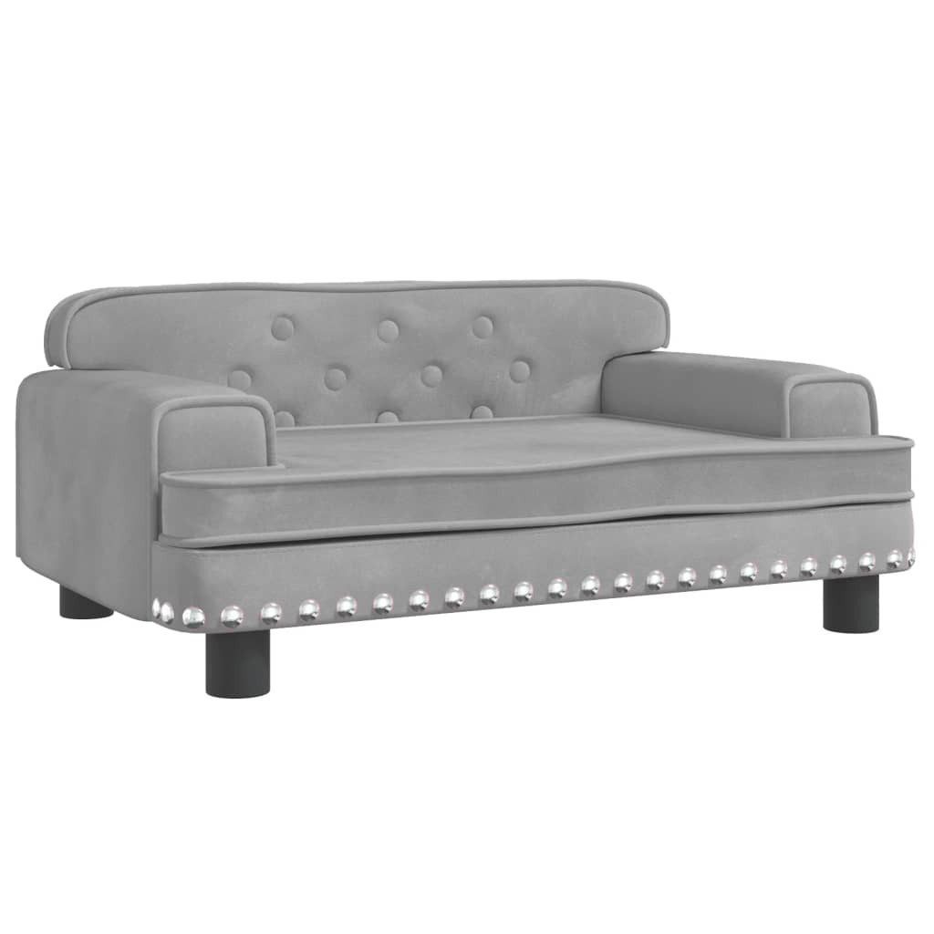 vidaXL Tierbett, Hundebett Hellgrau 70x45x30 cm Samt