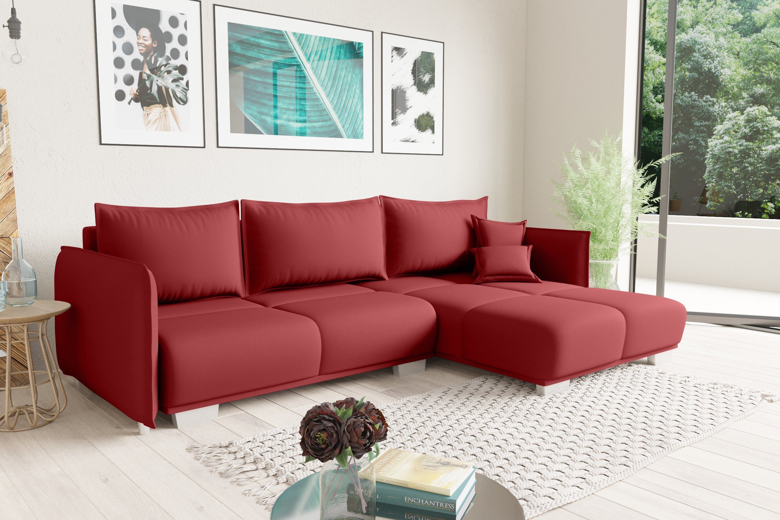 Stylefy Ecksofa Bennet, L-Form, Eckcouch, Ottomane links oder rechts  bestellbar, mit Bettfunktion, frei im Raum stellbar, inklusive Kissen,  Modern Design | Ecksofas