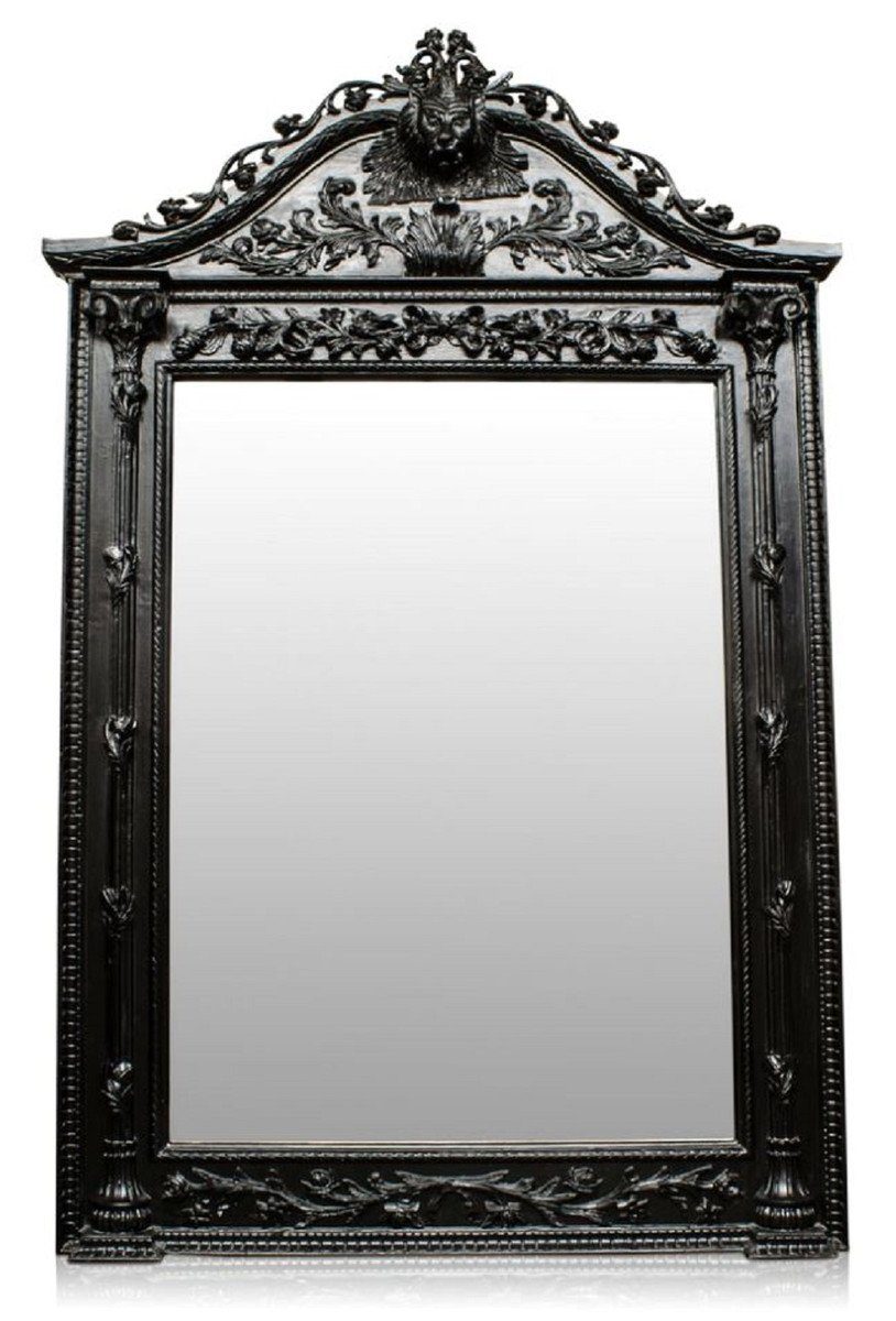Casa Padrino Barockspiegel Luxus - - Barock Spiegel Handgefertigter Barockstil Spiegel Schwarz Prunkvoll Möbel im Barock Massivholz Edel & 