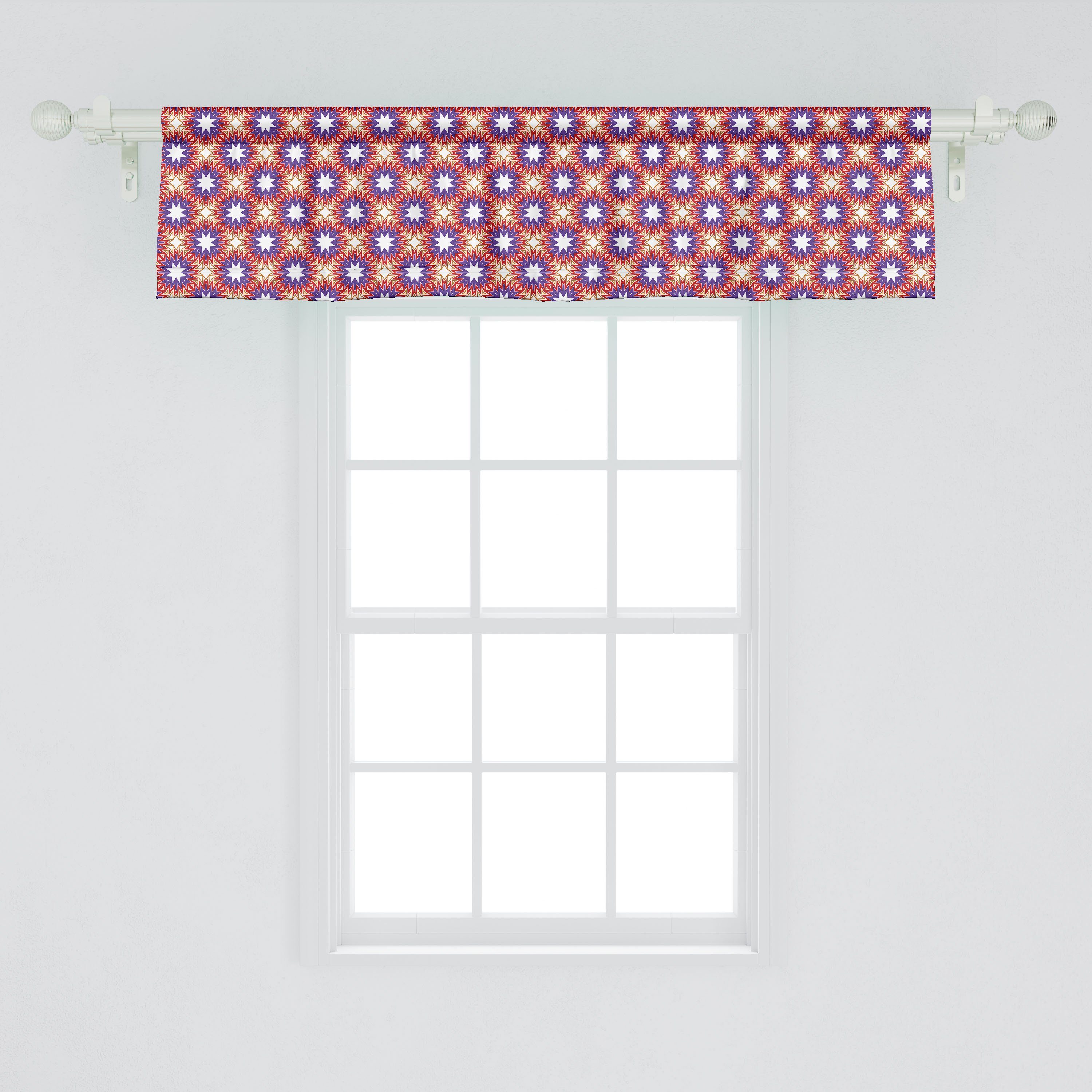 Scheibengardine Vorhang Volant für Küche Stars mit Dekor Abakuhaus, mit Zick-Zack-Linien Stangentasche, Microfaser, Geometrisch Schlafzimmer