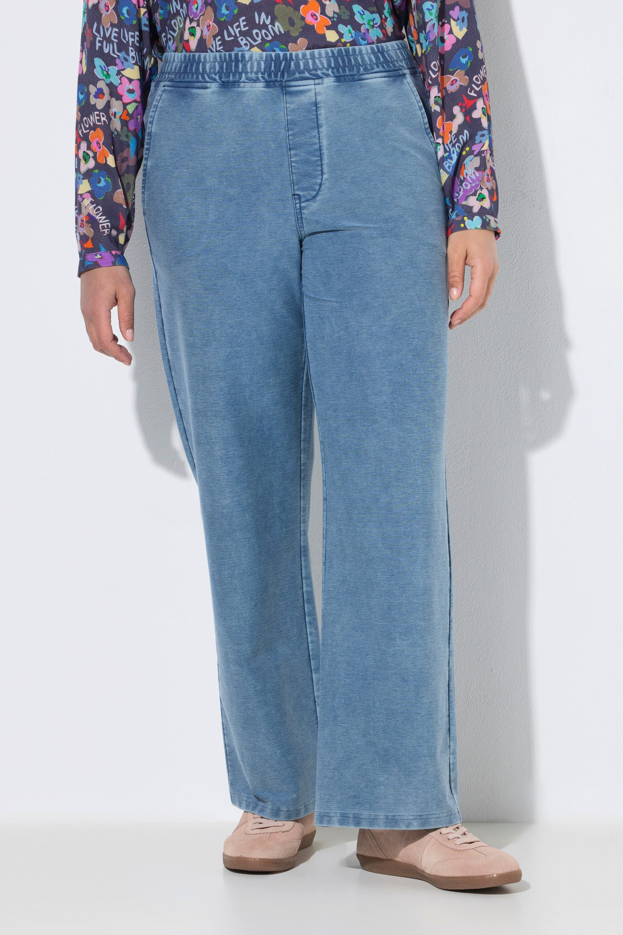 5-Pocket-Jeans Schlupfjeans weites Bein Stretchdenimoptik