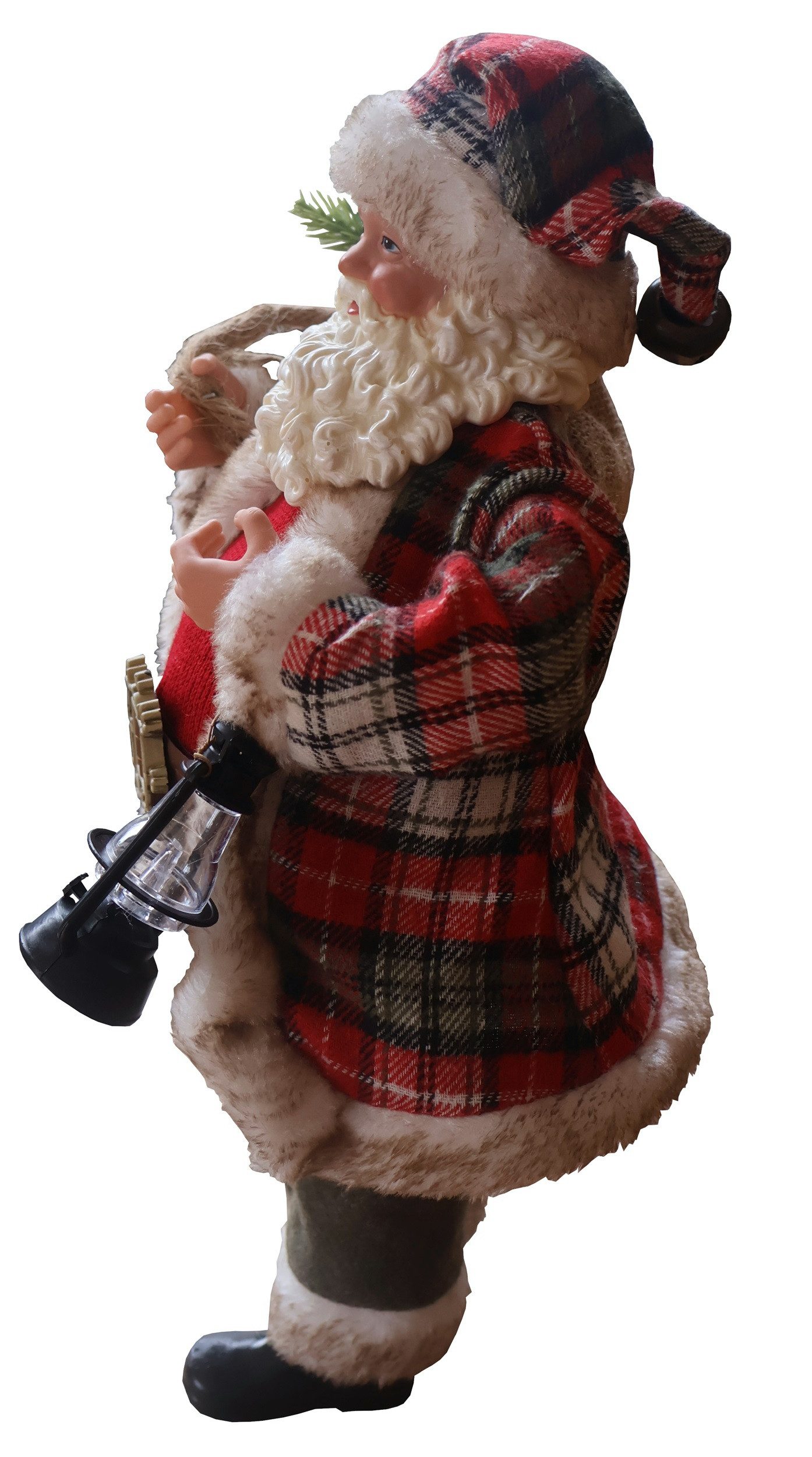 foolonli Weihnachtsmann Weihnachtsmann 38cm roter karierter Mantel Santa Clause Adventsdeko