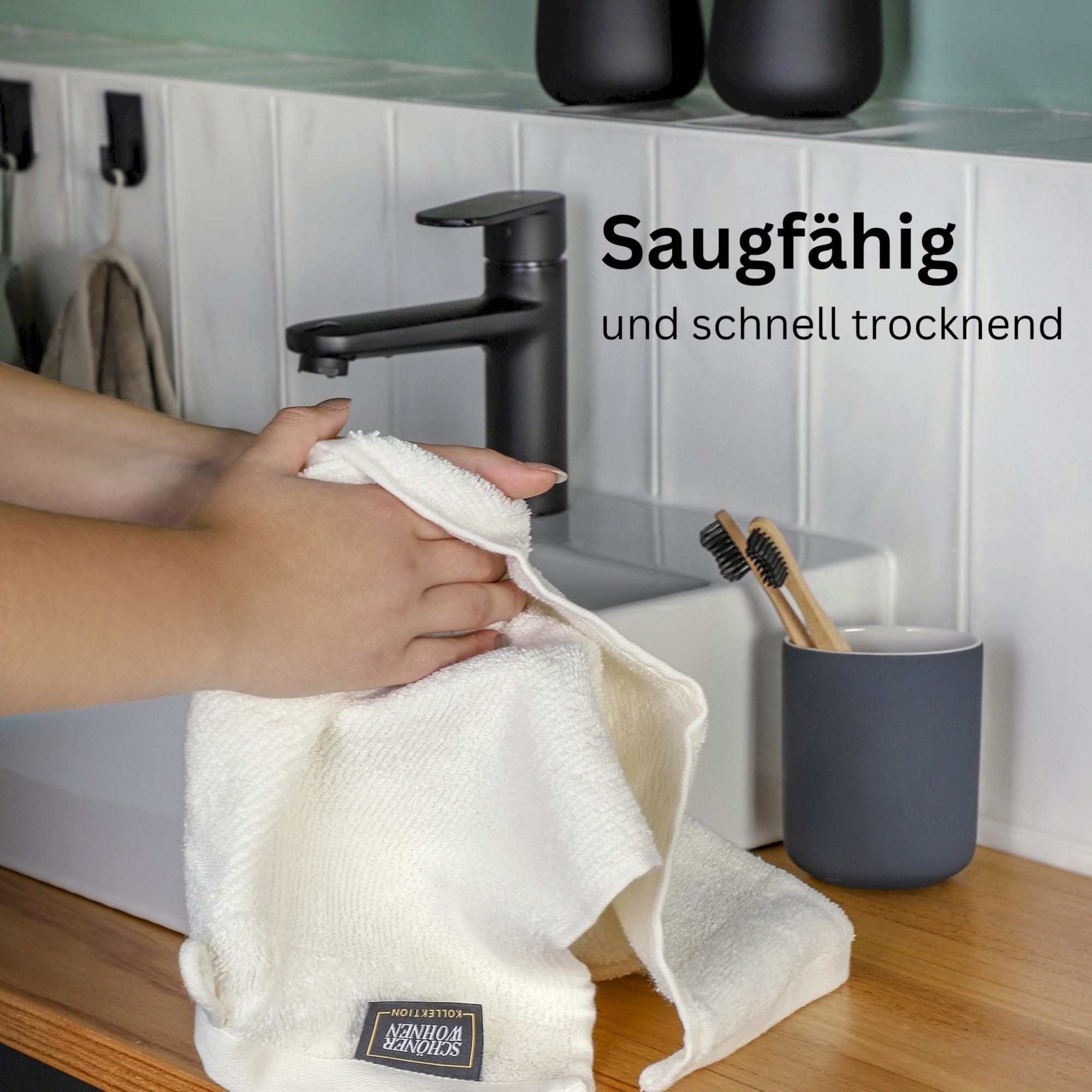 SCHÖNER WOHNEN-Kollektion Handtuch Set SENSE Handtuch Set, Baumwolle (Spar-Set, 1-St), 5er Set (1x 140x70 cm / 2x 100x50 cm / 2x 50x30 cm) in Weiss