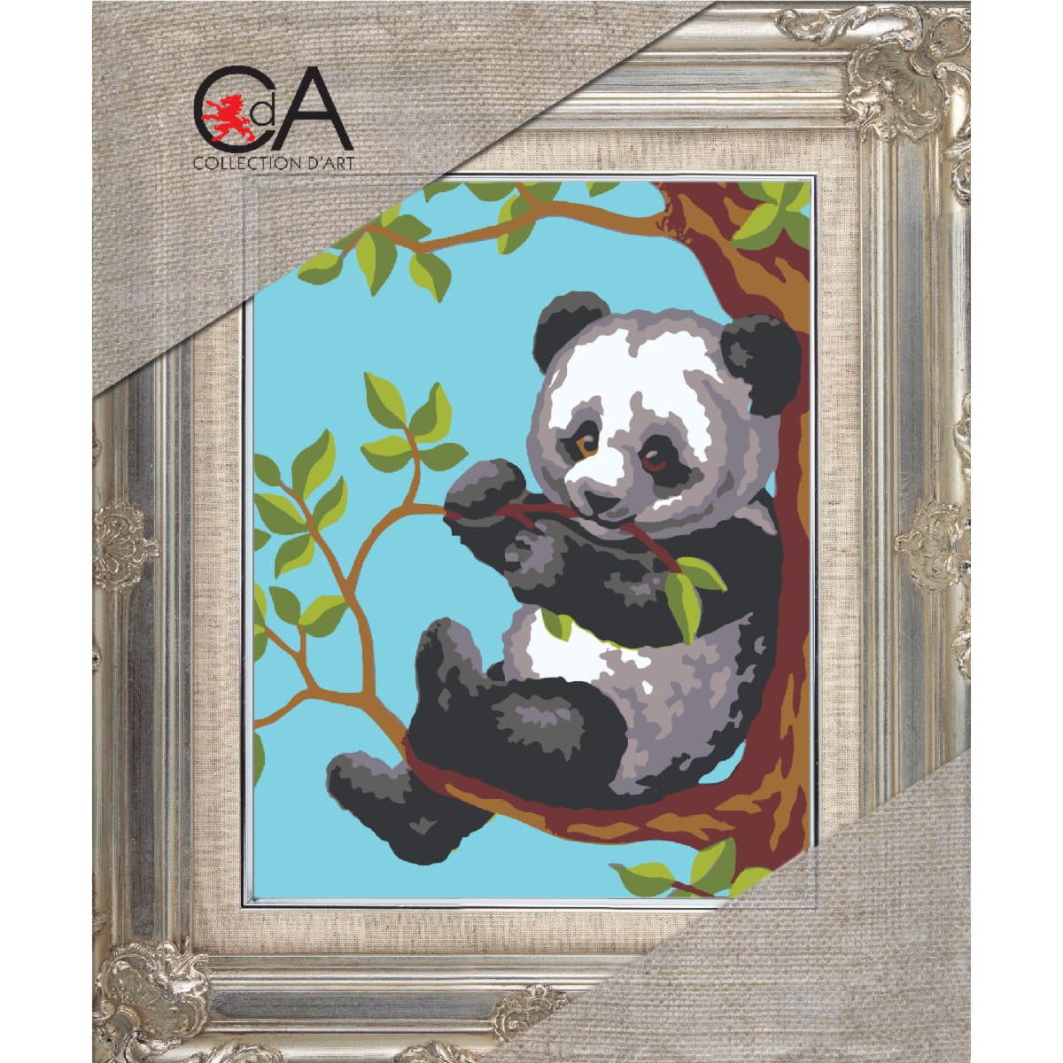 Collection D'art Kreativset CDA Halbkreuz Stickpackung "Panda", bedruckt, 14x18cm..., (embroidery kit by Marussia)