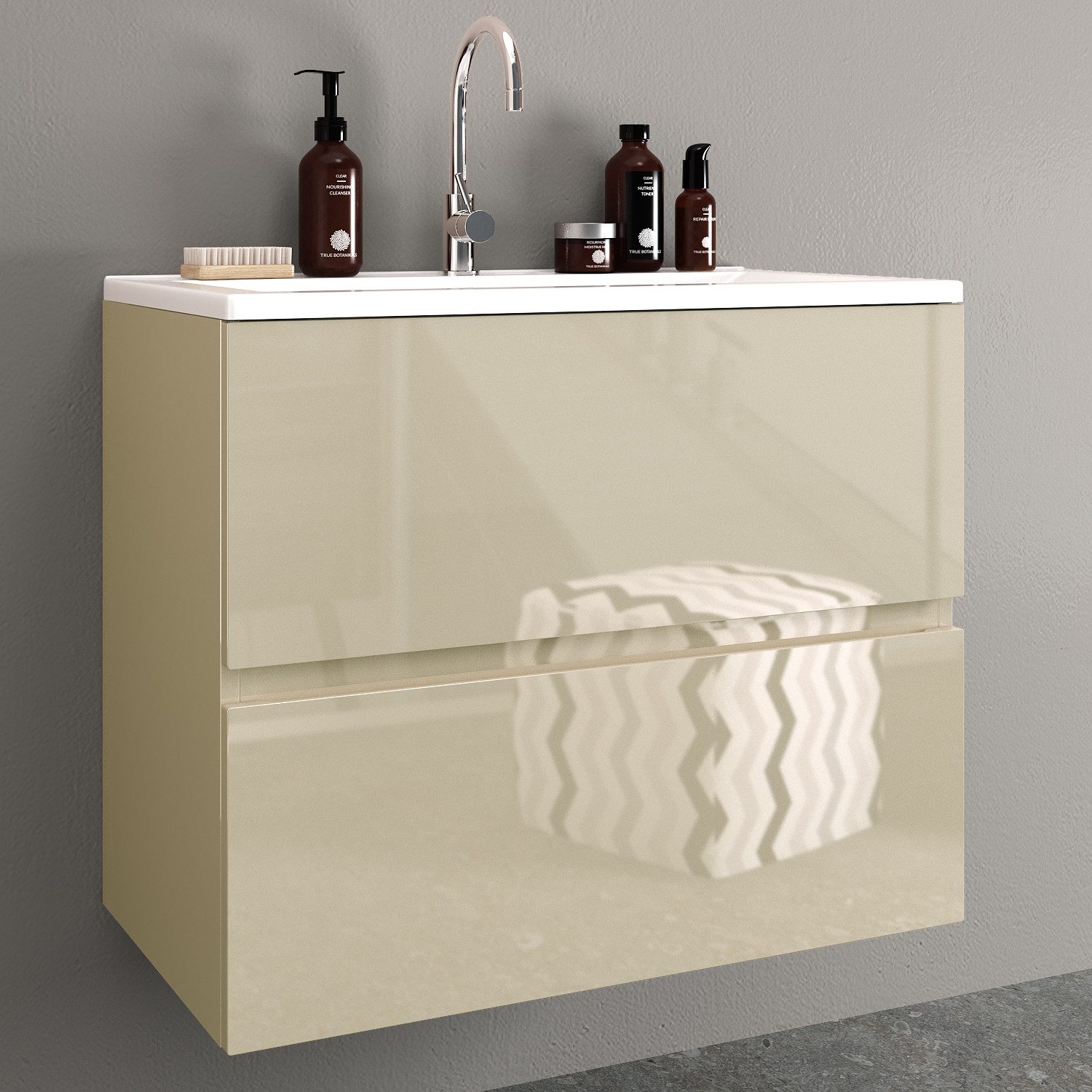 Möbelhandel Klipenstein Waschbeckenunterschrank 65/80/100 cm, mit Waschtisch, fertigmontiert 65 cm, 80 cm, 100 cm Breite
