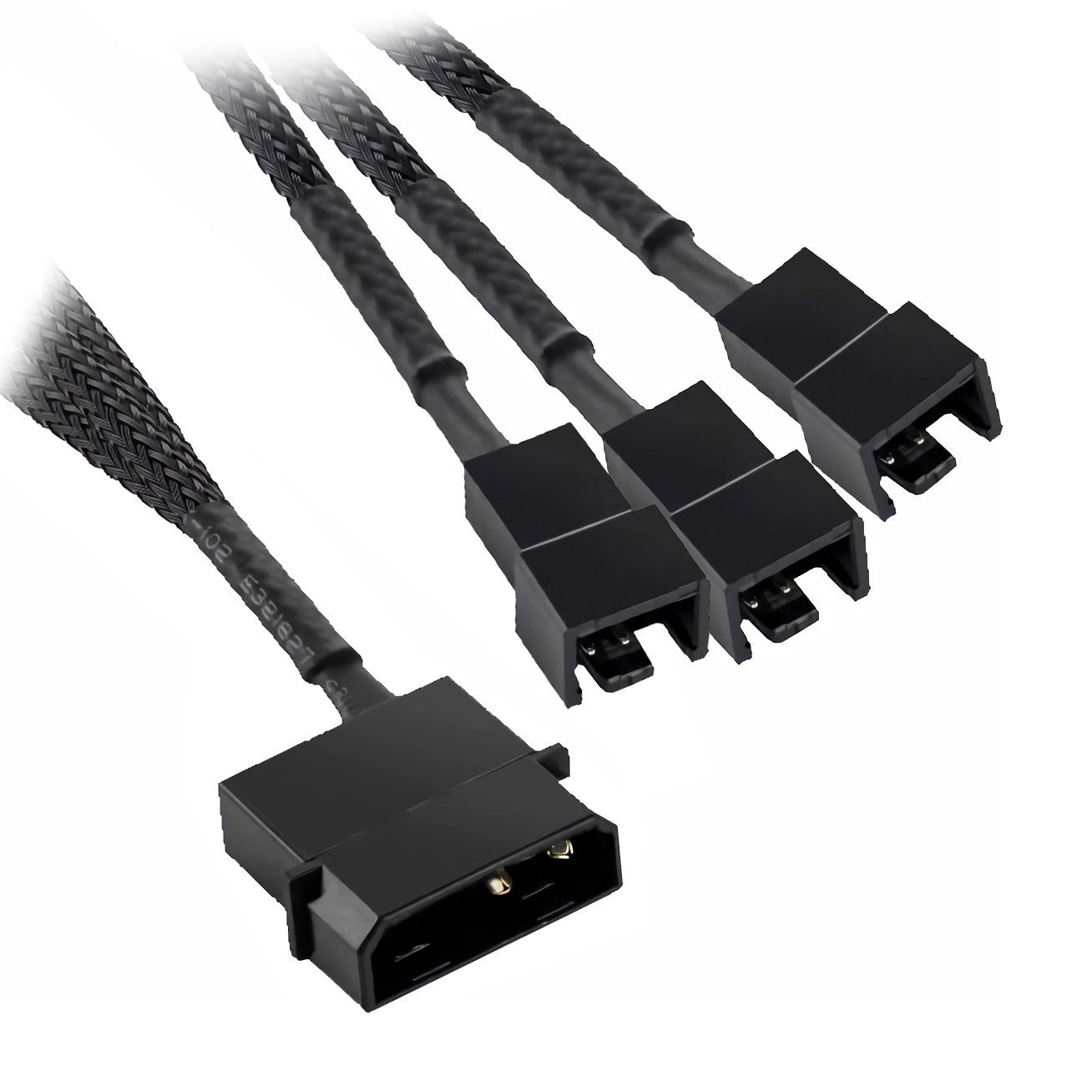 Bolwins M34 4p Molex Stecker auf 3x 3p/4p Adapterkabel für Computer PC Lüfter Computer-Kabel, Molex Stecker, 3x 3-Pin / 4-Pin Lüfter Stecker (27 cm), unterstützt 5V & 12V Lüfter, für PC-Gehäuselüfter geeignet