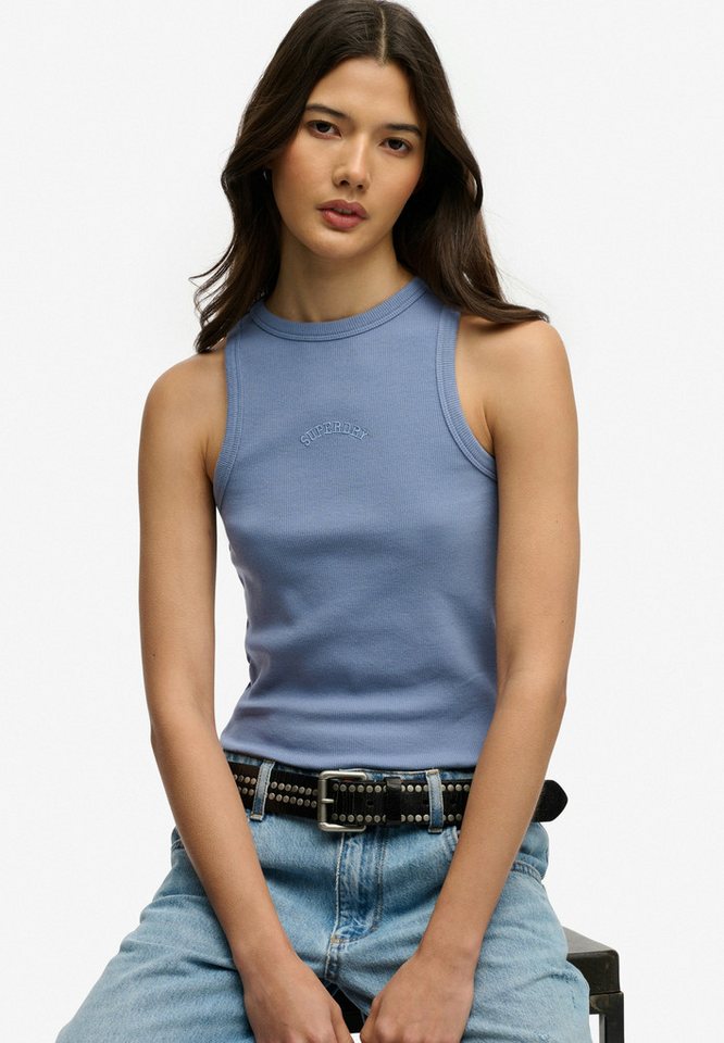 Superdry Tanktop ESSENTIAL LOGO RACER VEST aus Baumwolle, Regular Fit, mit Rundhalsausschnitt, ärmelloses Design