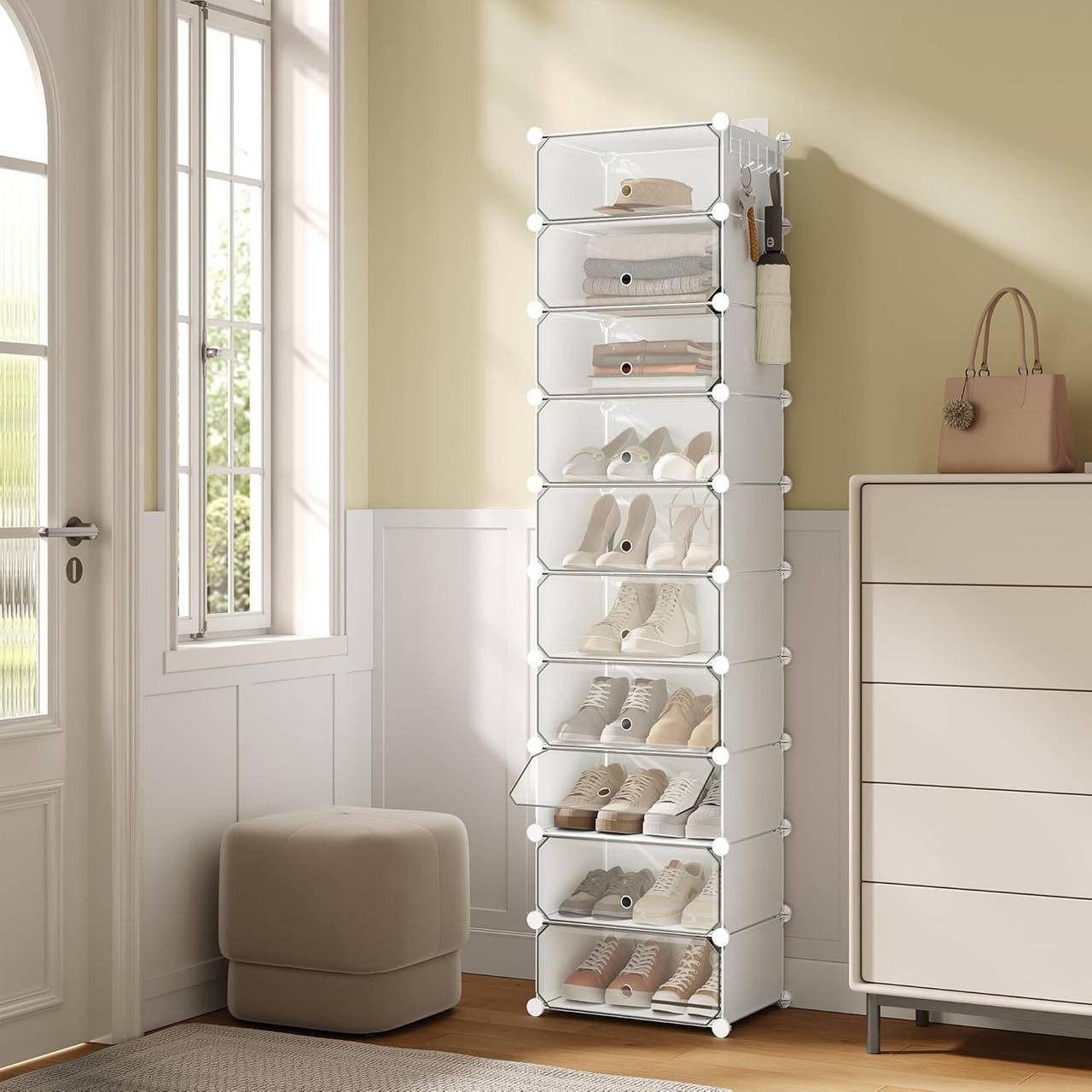 Woltu Schuhbox (1 St), Satz von 10, stapelbares Design, für 20 Paare, mit Tür
