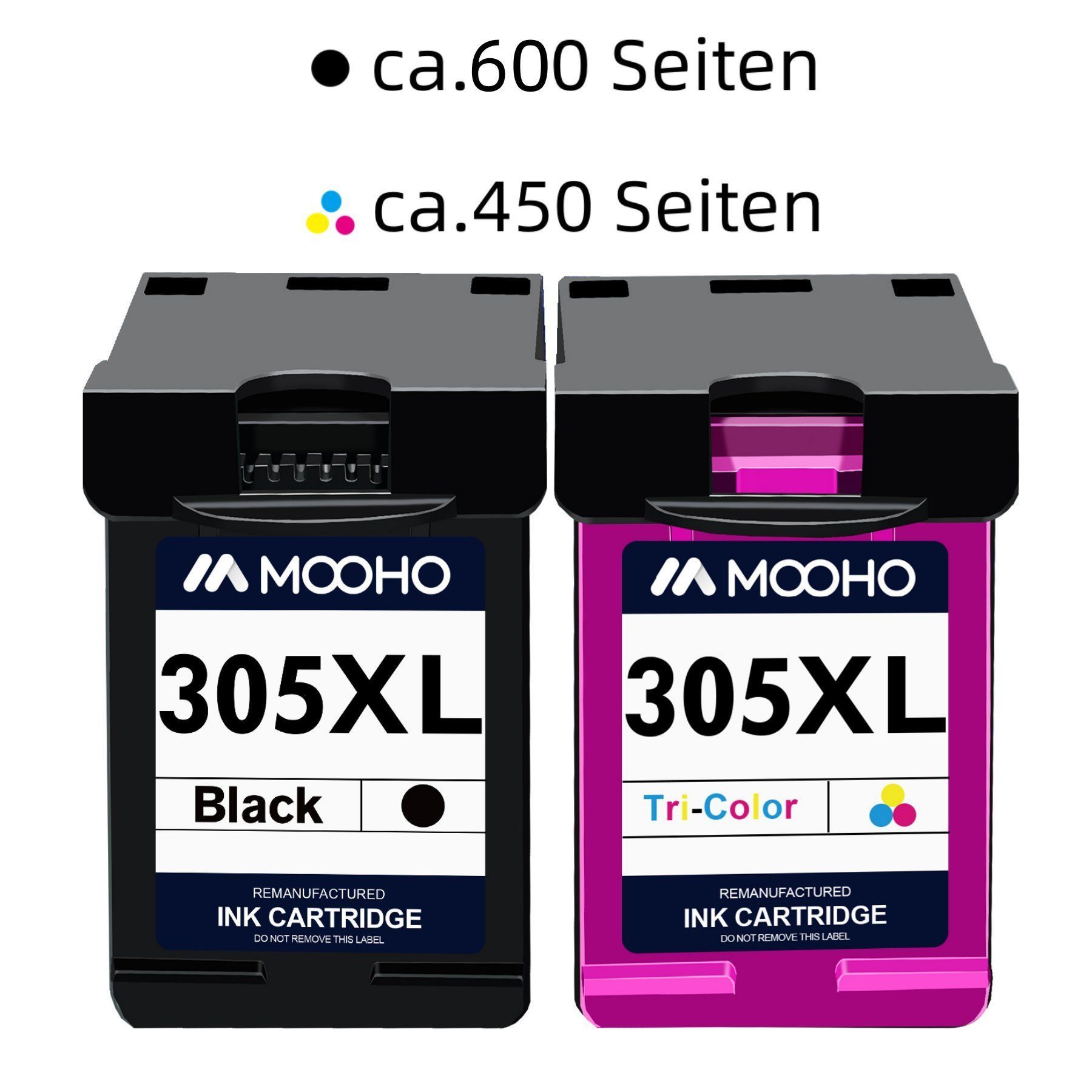 MOOHO XXL Ersatz für HP 305 305XL Tintenpatrone (Deskjet 2720 2710 ENVY 6000 6020 6030, 2-tlg., patronen)
