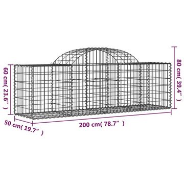 vidaXL Blumentopf Gabione mit Hochbogen 200x50x60/80 cm Verzinktes Eisen (1 St)