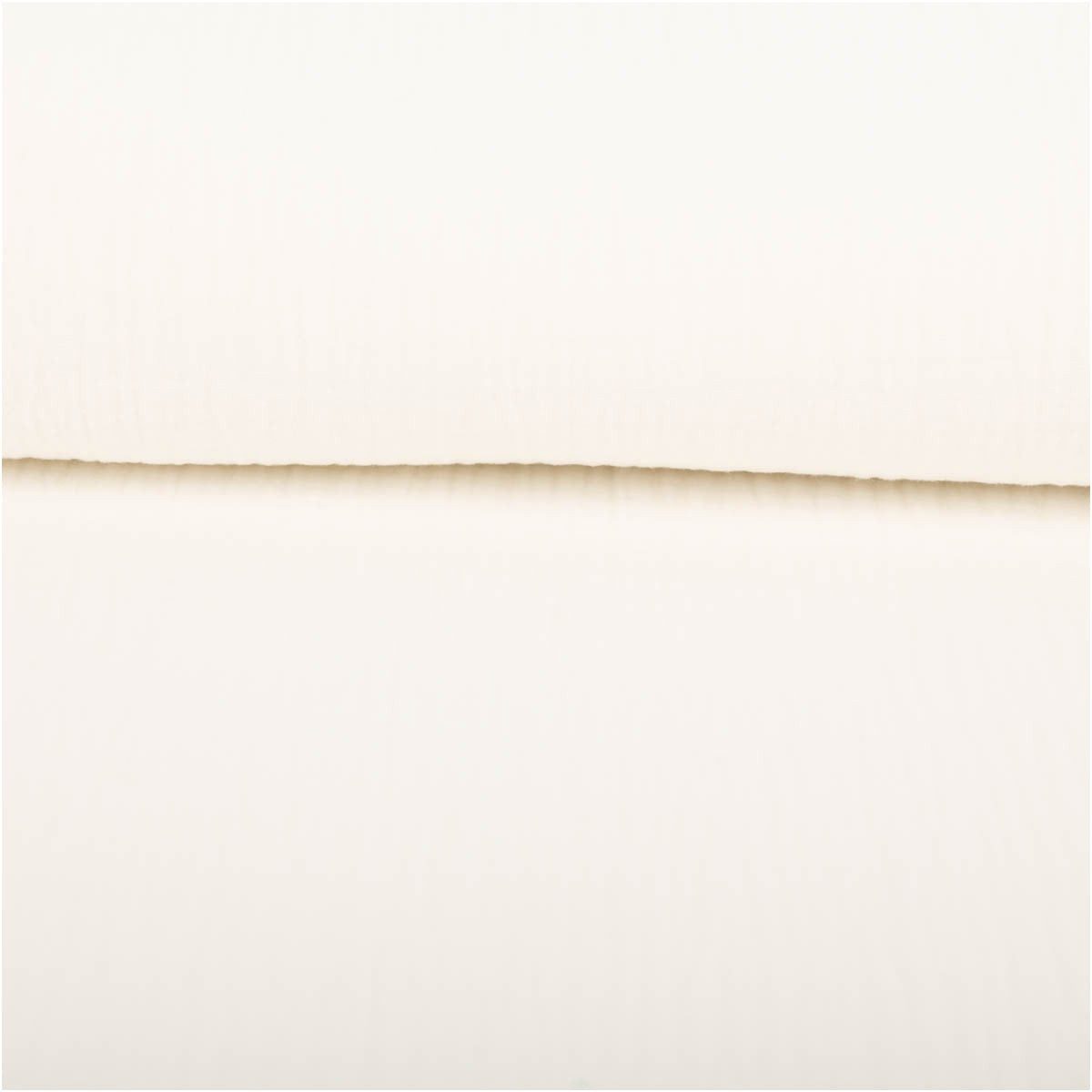 SCHÖNER LEBEN. Stoff Musselin Stoff Meterware Baumwollstoff Double Gauze uni Wollweiß 130cm, allergikergeeignet